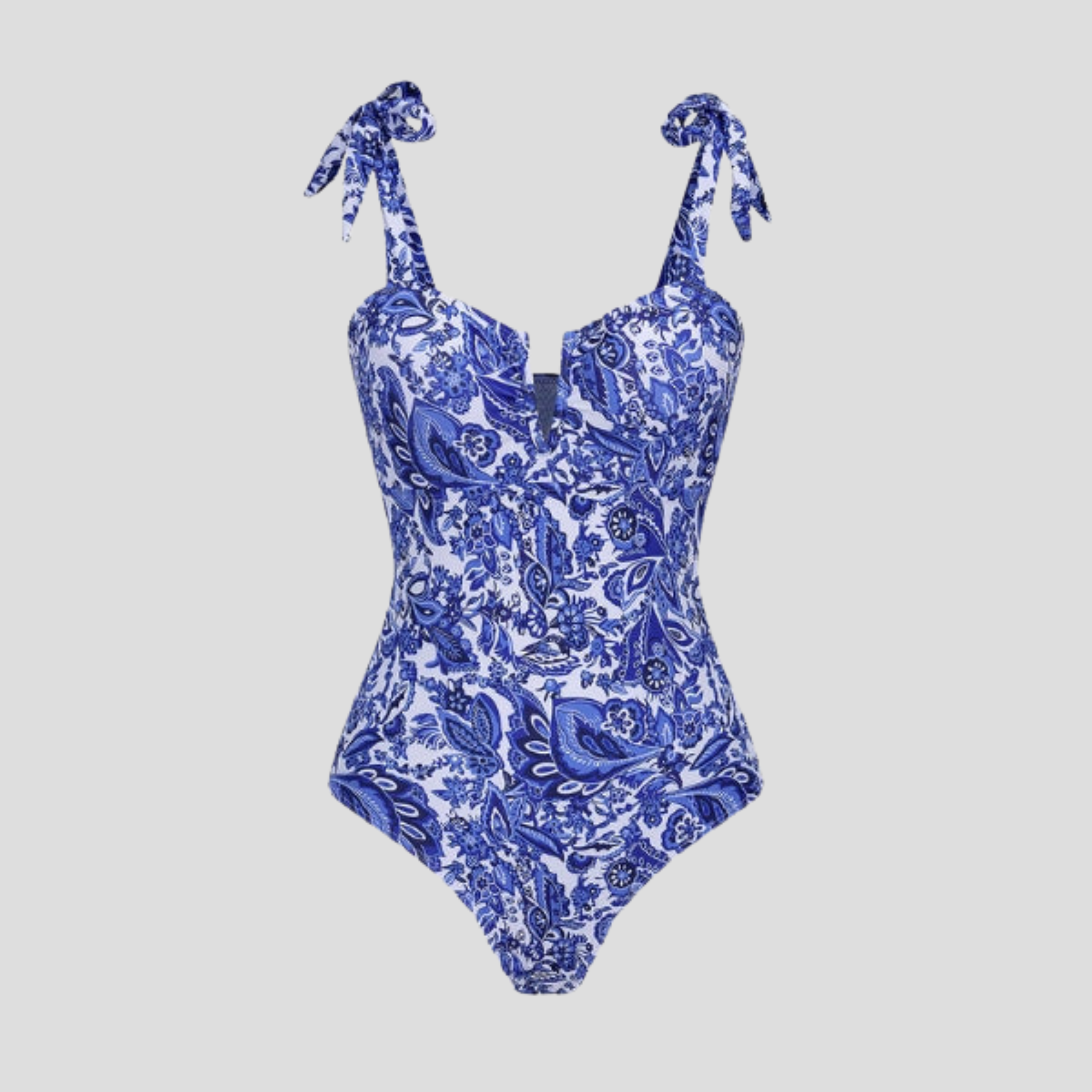 Women One-Piece Swimsuit | Paisley Pattern Form & Tie-Strap Alignment for Swimwear