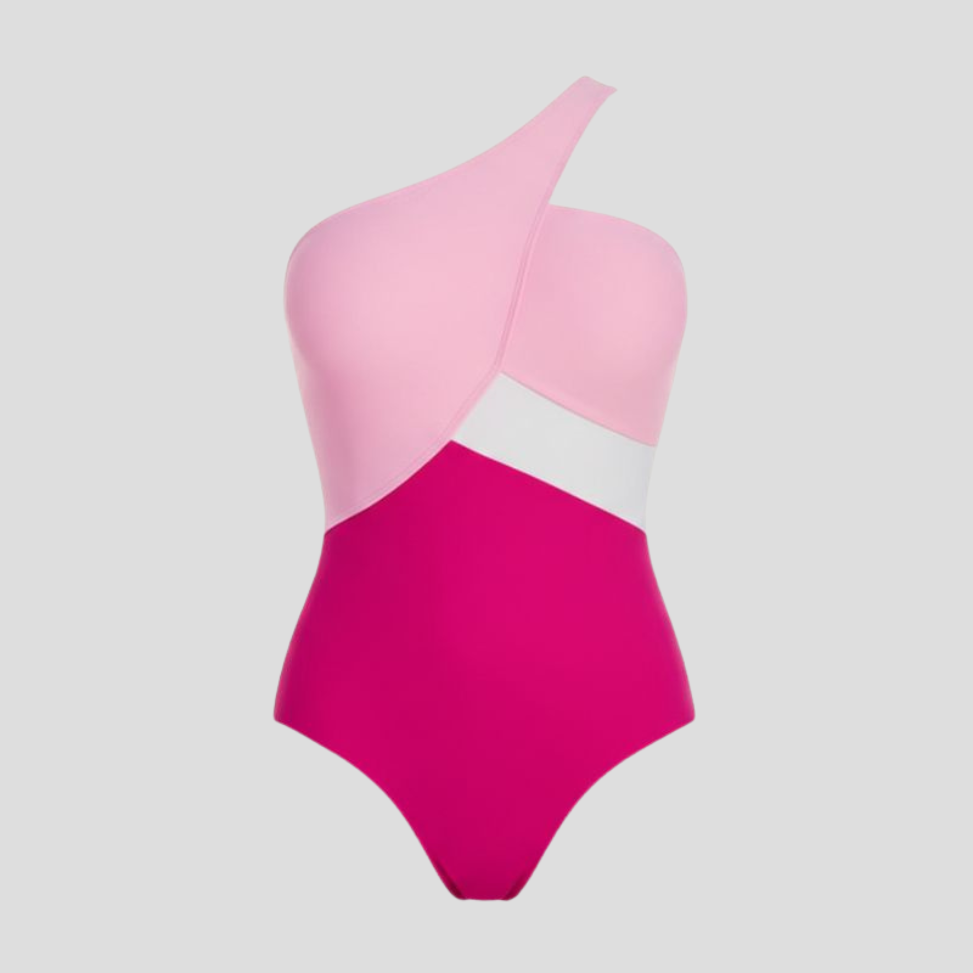 Women One-Shoulder Swimsuit | Color-Block Panel Form & Wrap Bodice Alignment for Swimwear