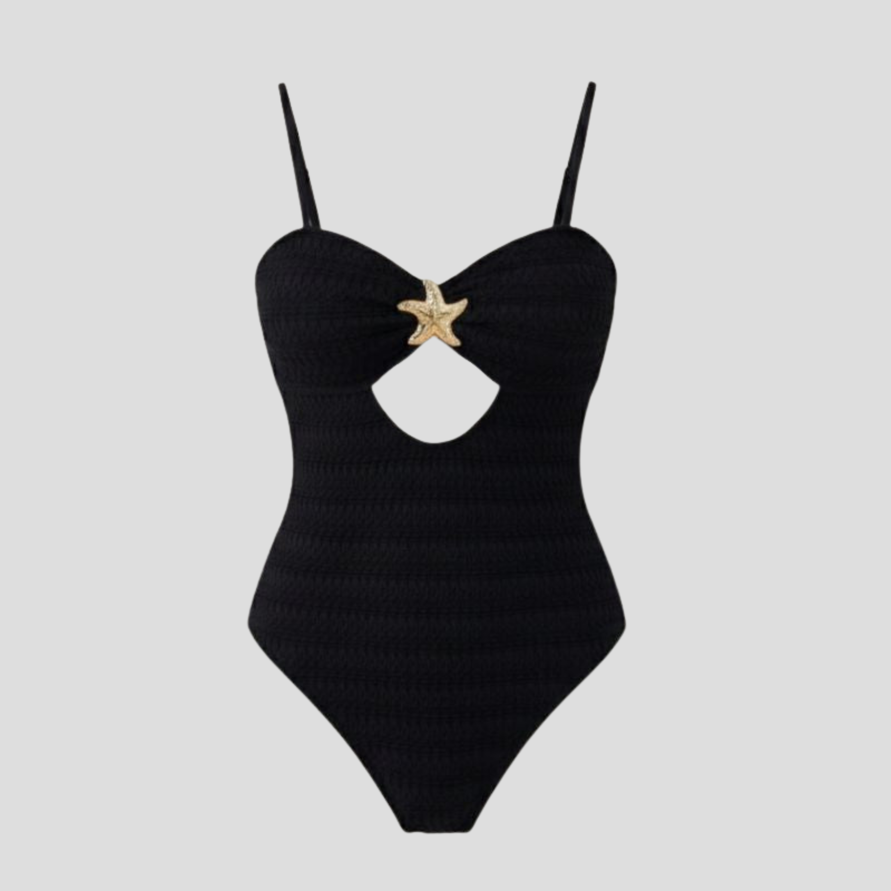 Women One-Piece Swimsuit | Starfish Detail Form & Front Cut-Out Alignment for Swimwear