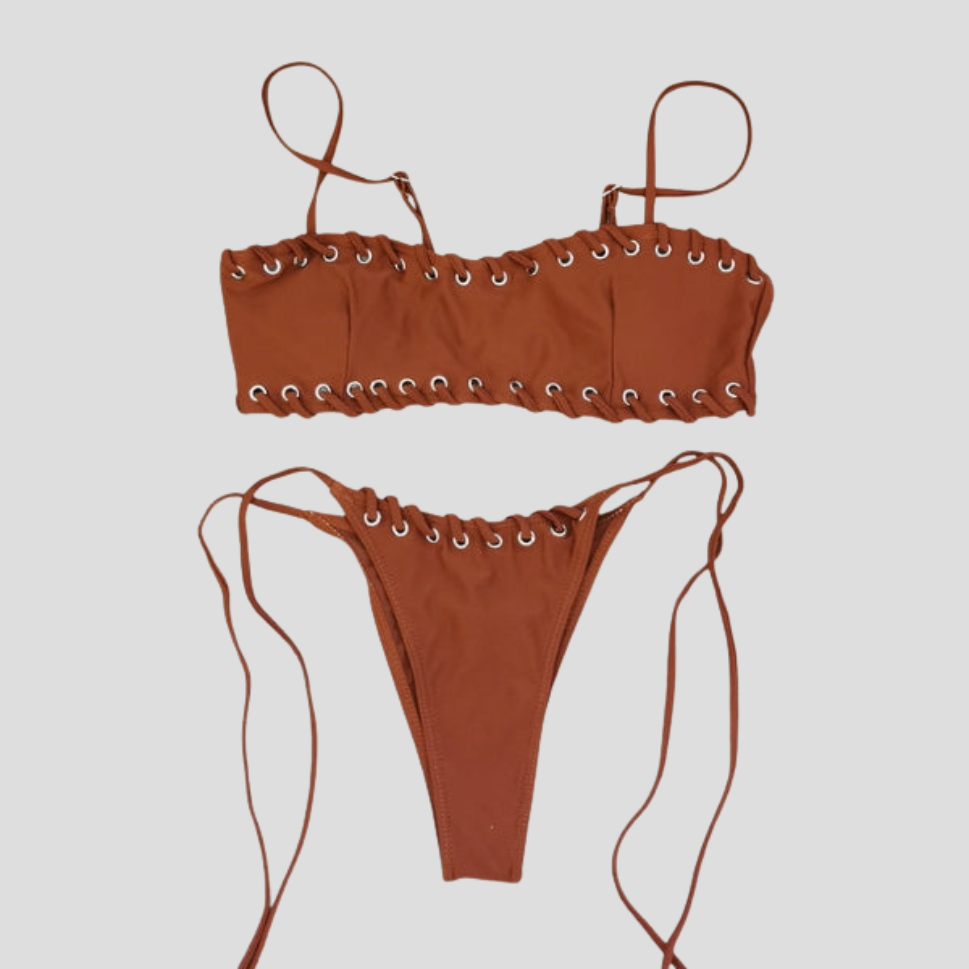 Women Bikini Set | Grommet Detail Form & Lace-Up Alignment for Swimwear
