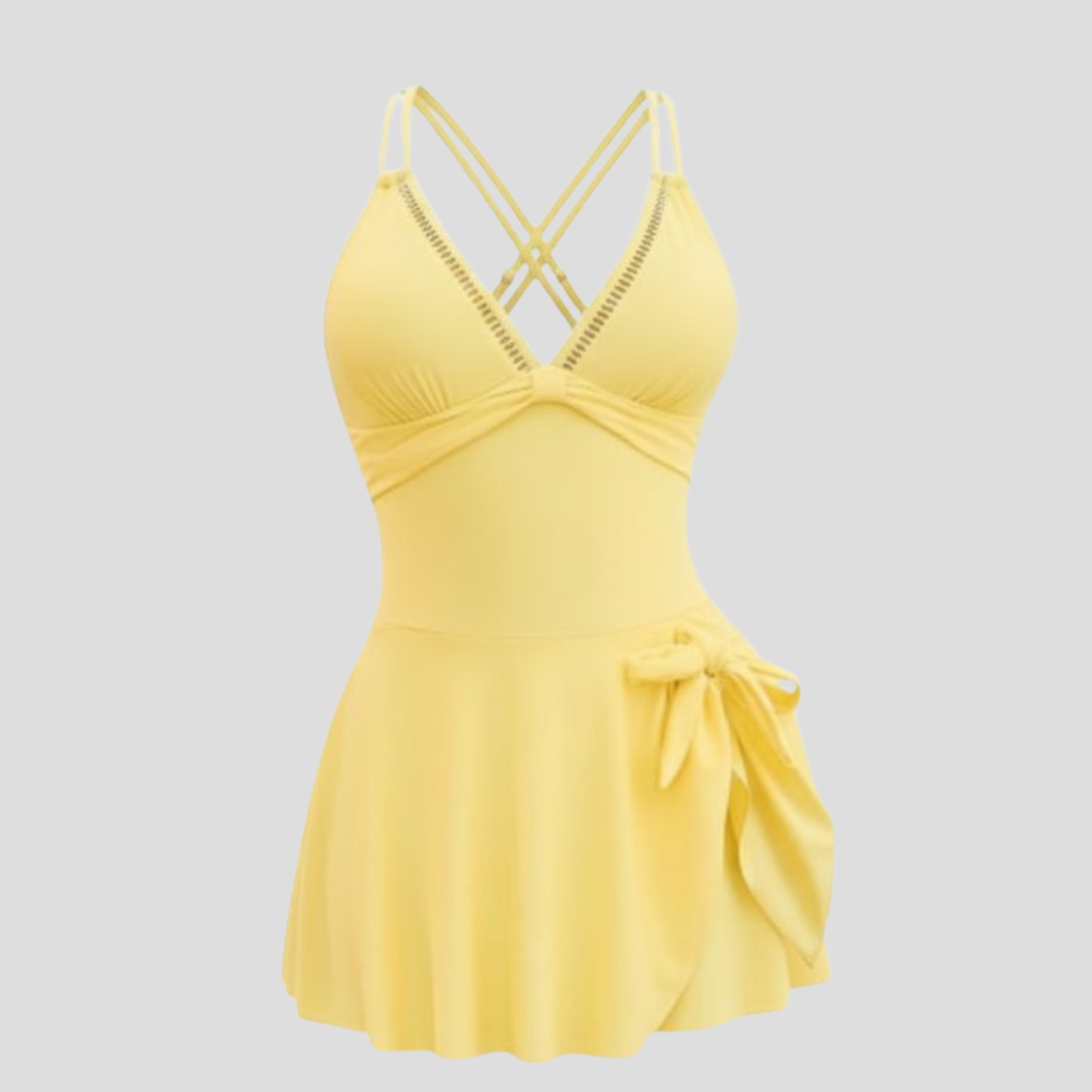 Women Swim Dress | V-Neckline Form & Side-Tie Skirt Alignment for Swimwear