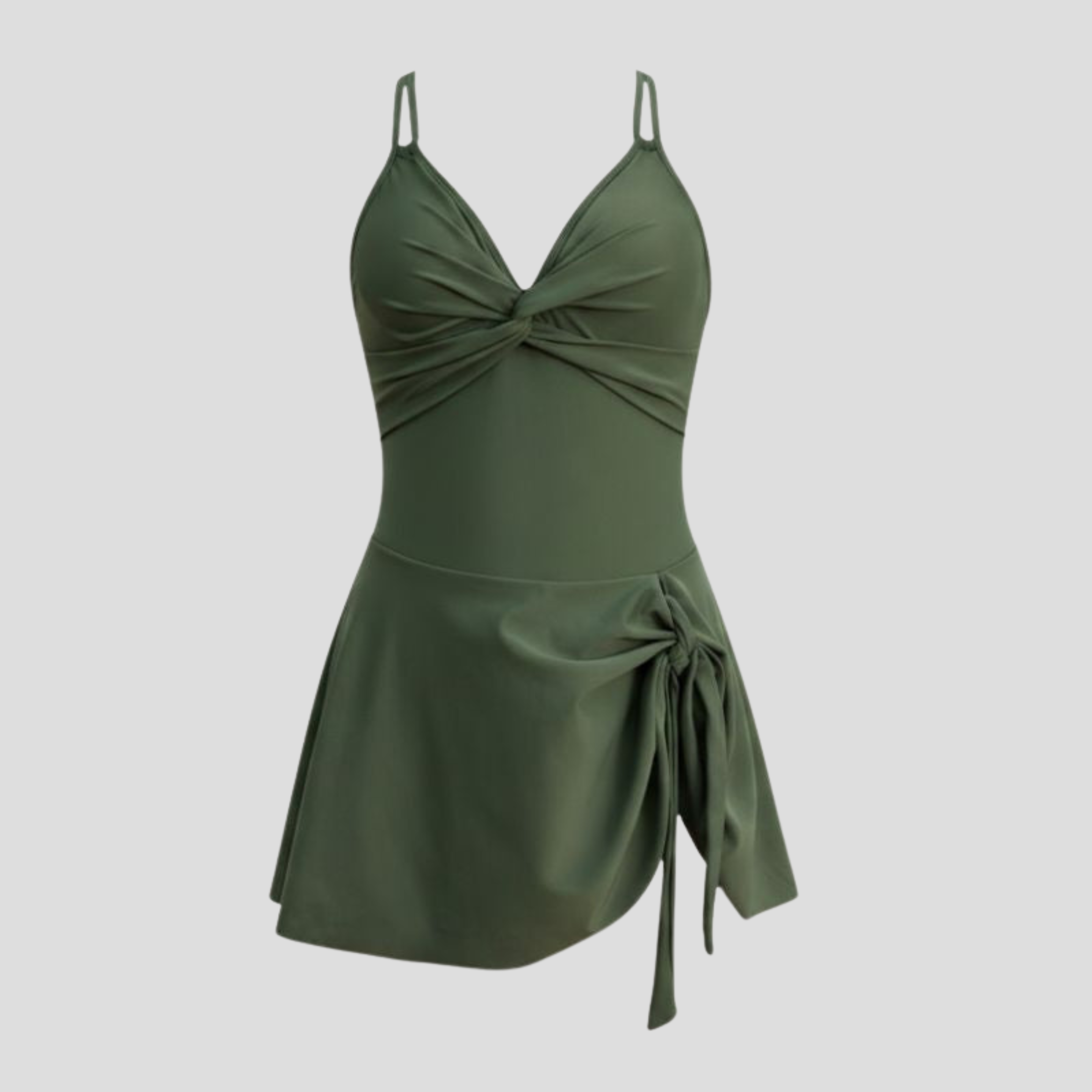 Women One-Piece Swimsuit | Twist-Front Form & Skirted Overlay Alignment for Swimwear