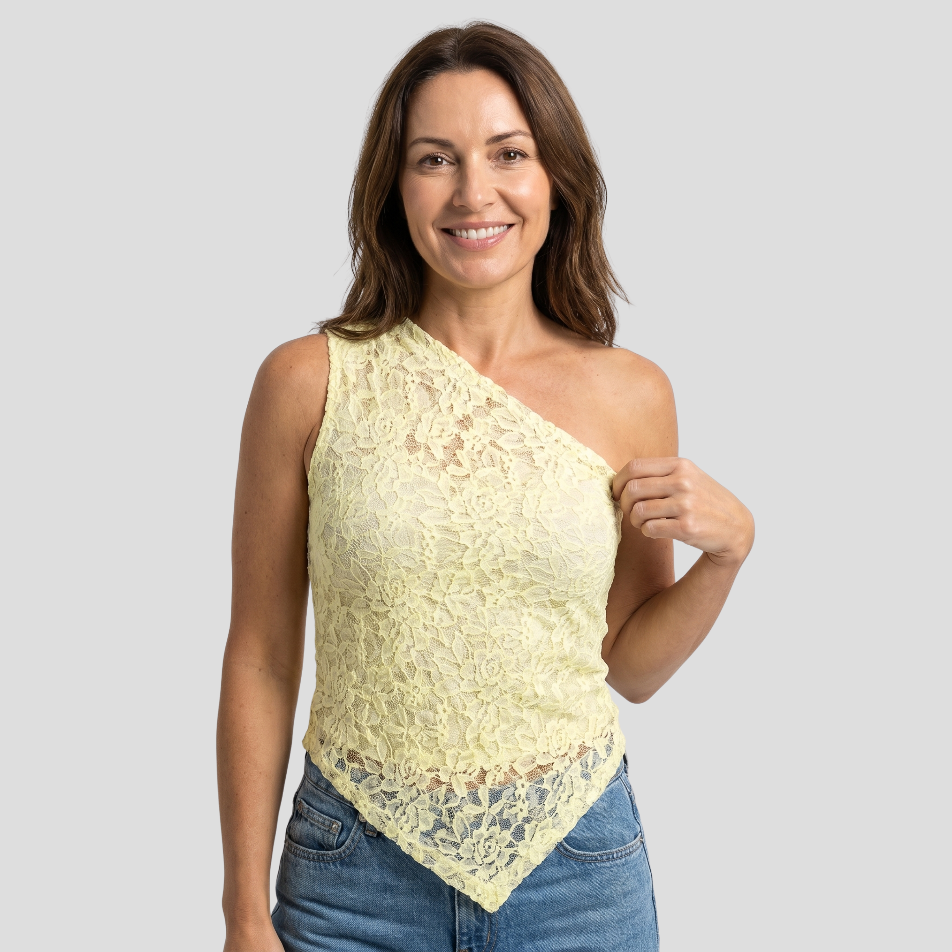 Women Lace Top | One-Shoulder Upper Form & Floral Pattern Definition for Occasion Wear