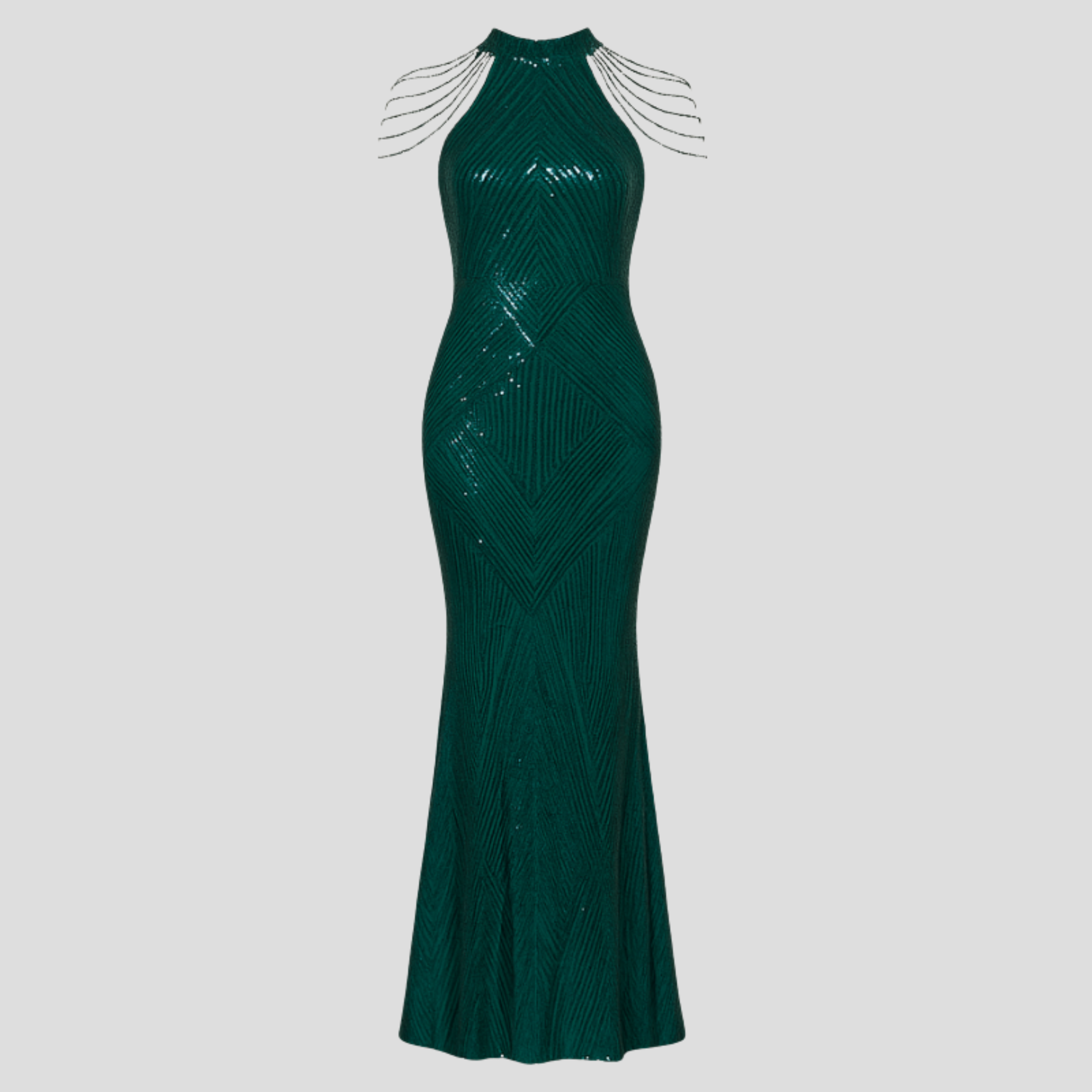 Women Evening Dress | Halter Neckline Detail & Fitted Sequin Silhouette for Formal Wear