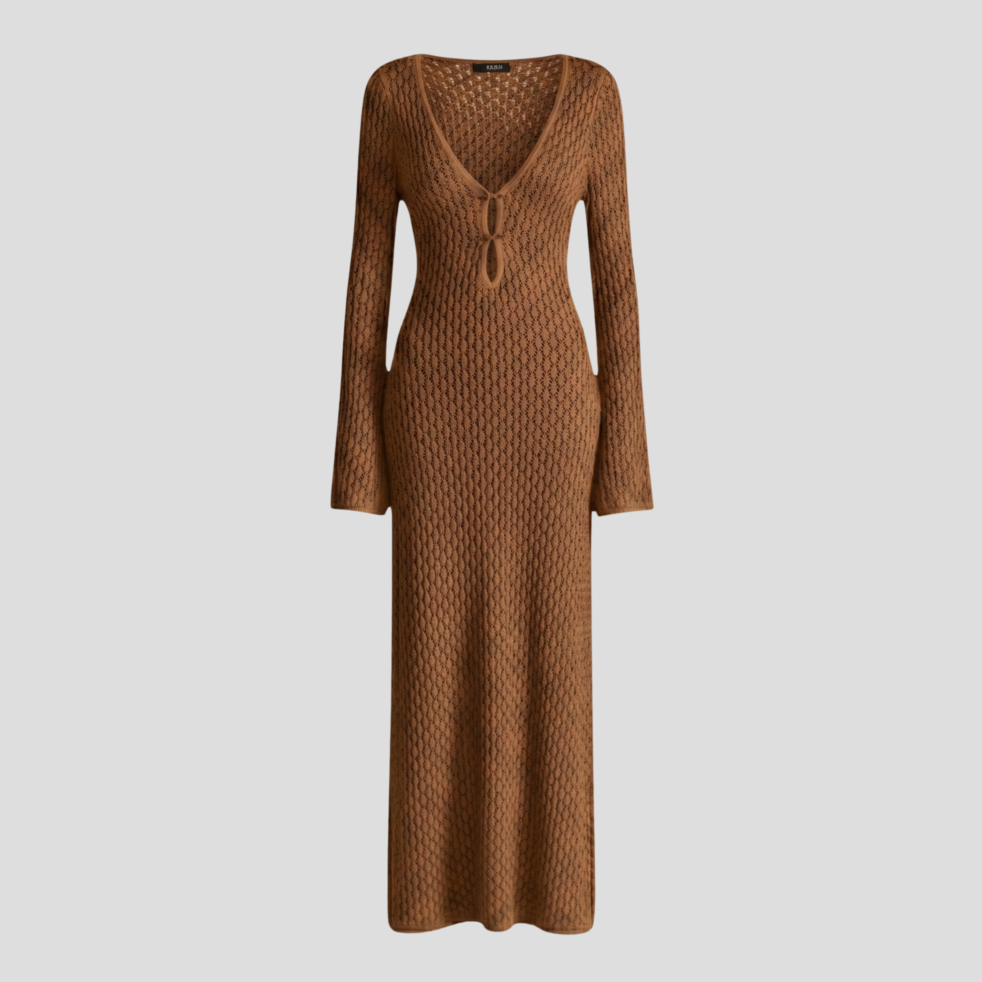 Women Maxi Dress | Keyhole Cutout Form & Bell Sleeve Alignment for Occasion Wear