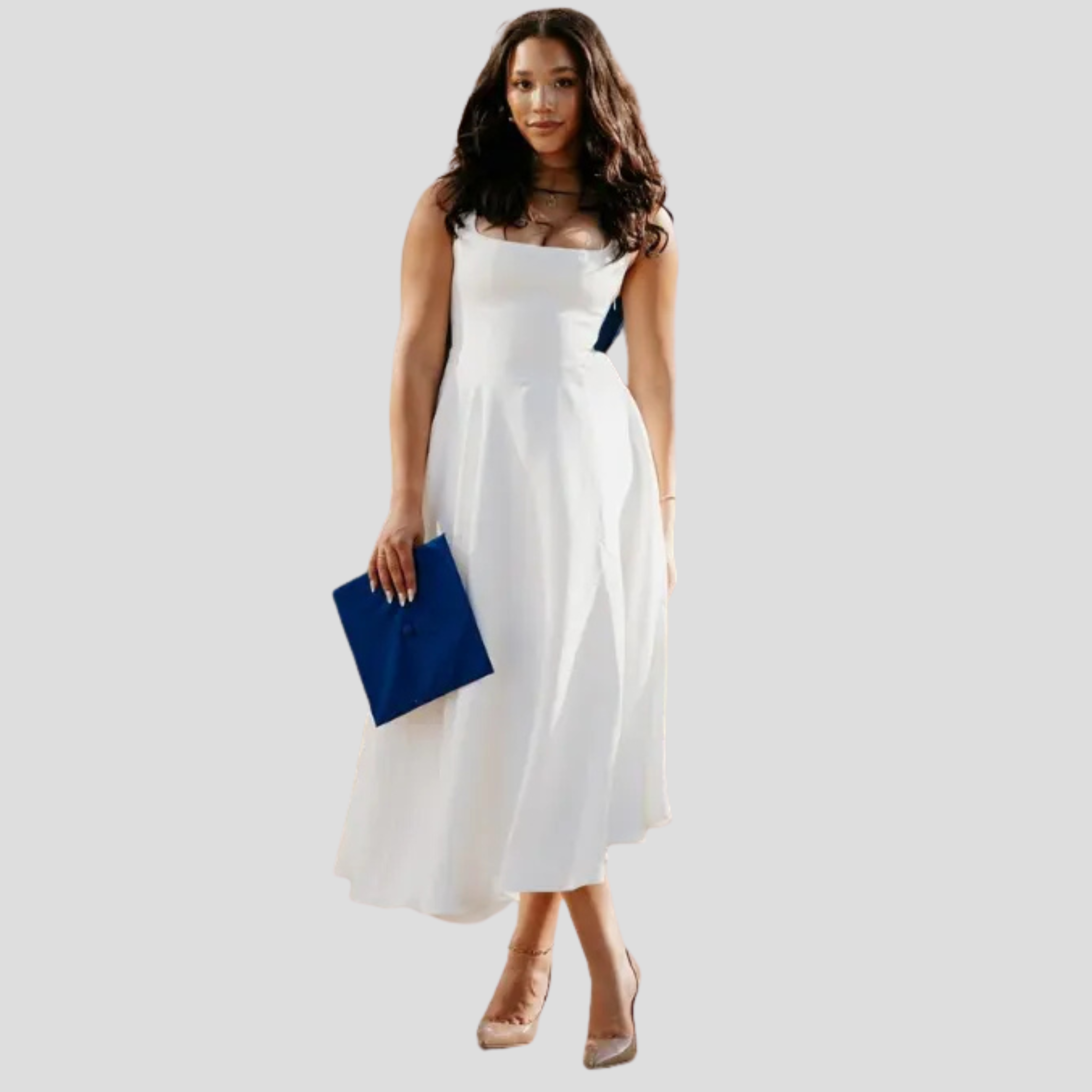 Women Midi Dress | Square Neckline Detail & A-Line Silhouette for Formal Wear