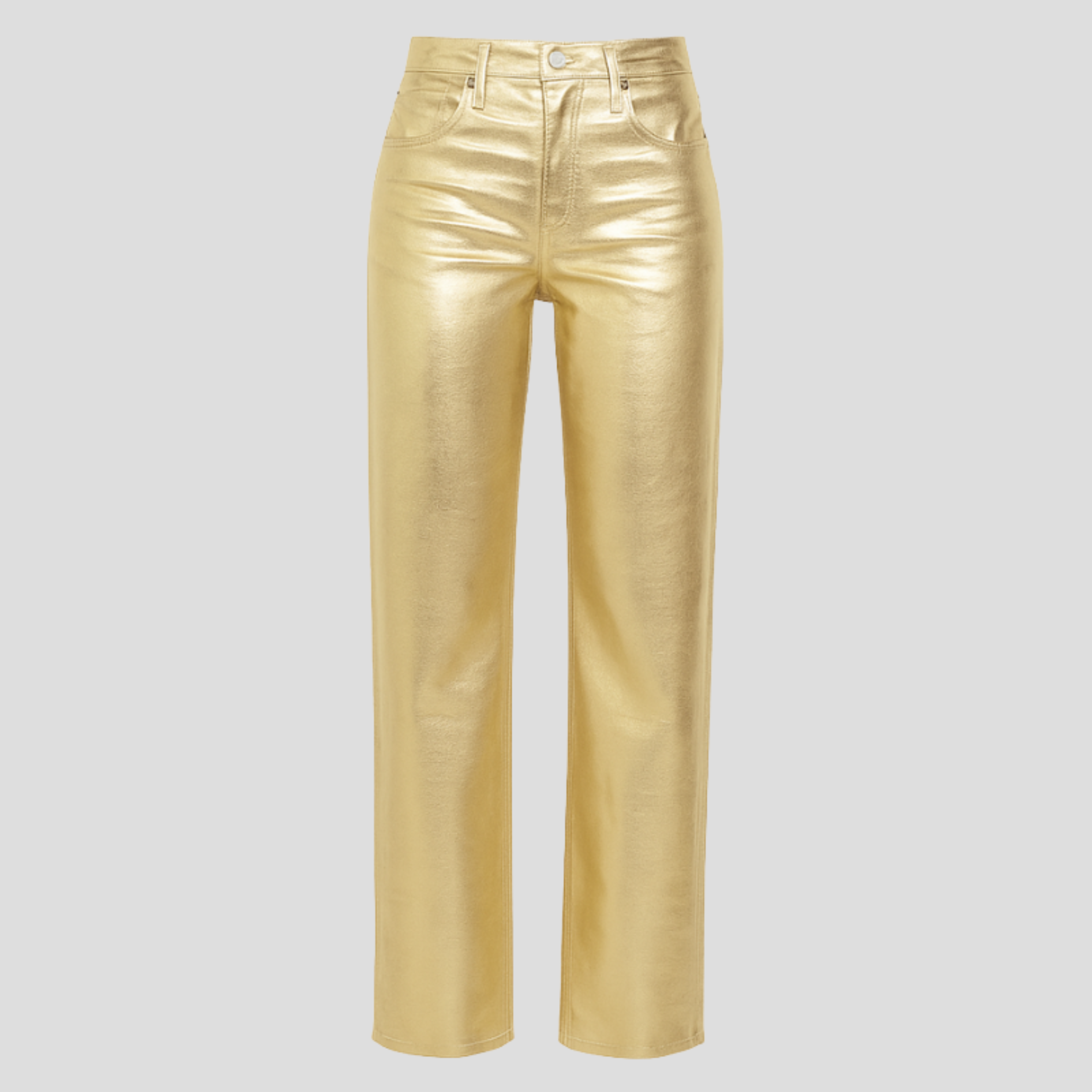 Women Jeans | High-Rise Waistline & Straight-Leg Metallic Silhouette for Evening Wear