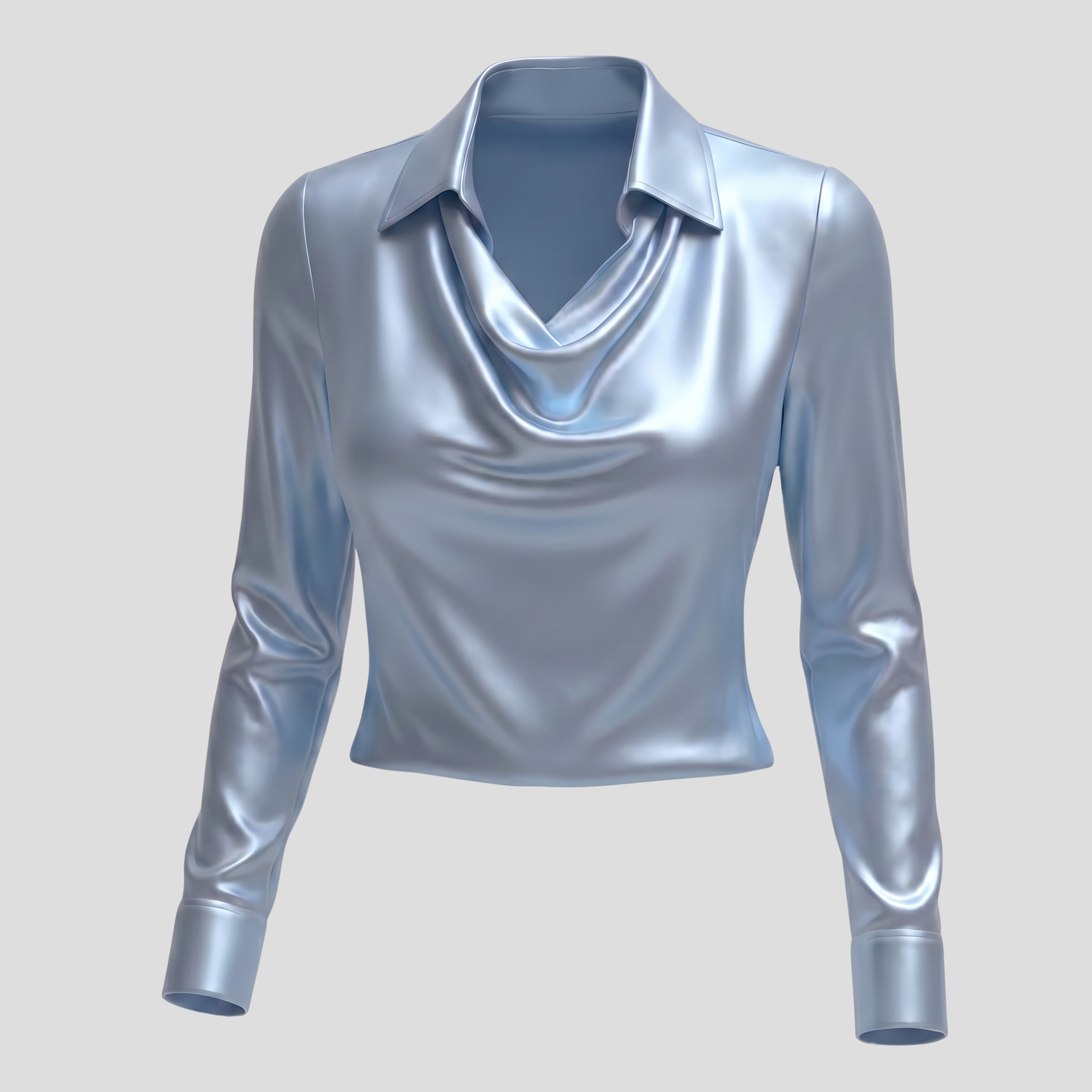 Women Long-Sleeve Blouse | Cowl Neckline Form & Pointed Collar Alignment for Daily Wear