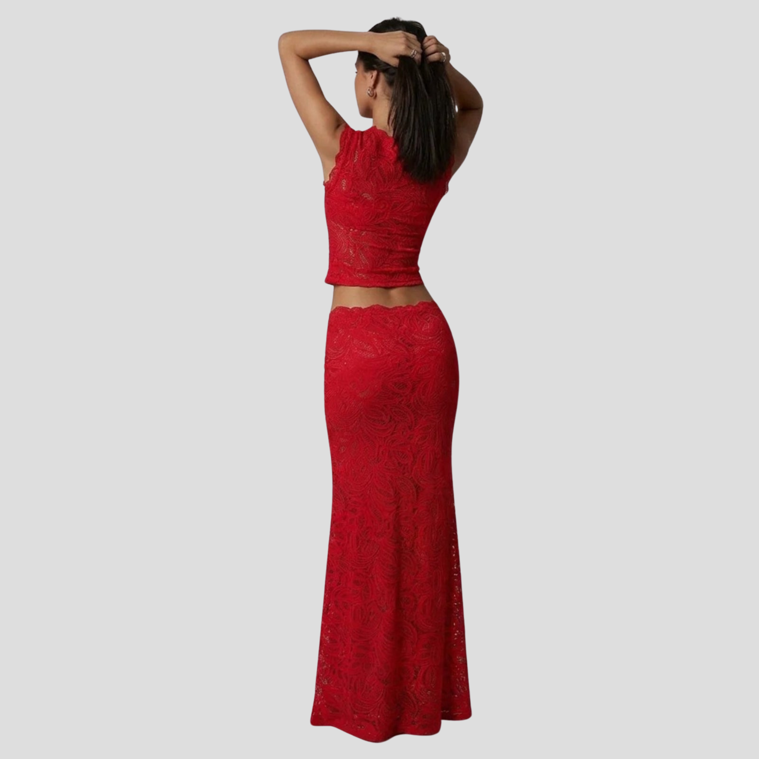 Women Maxi Set | Sleeveless Cropped Upper & High-Waist Skirt Alignment for Occasion Wear