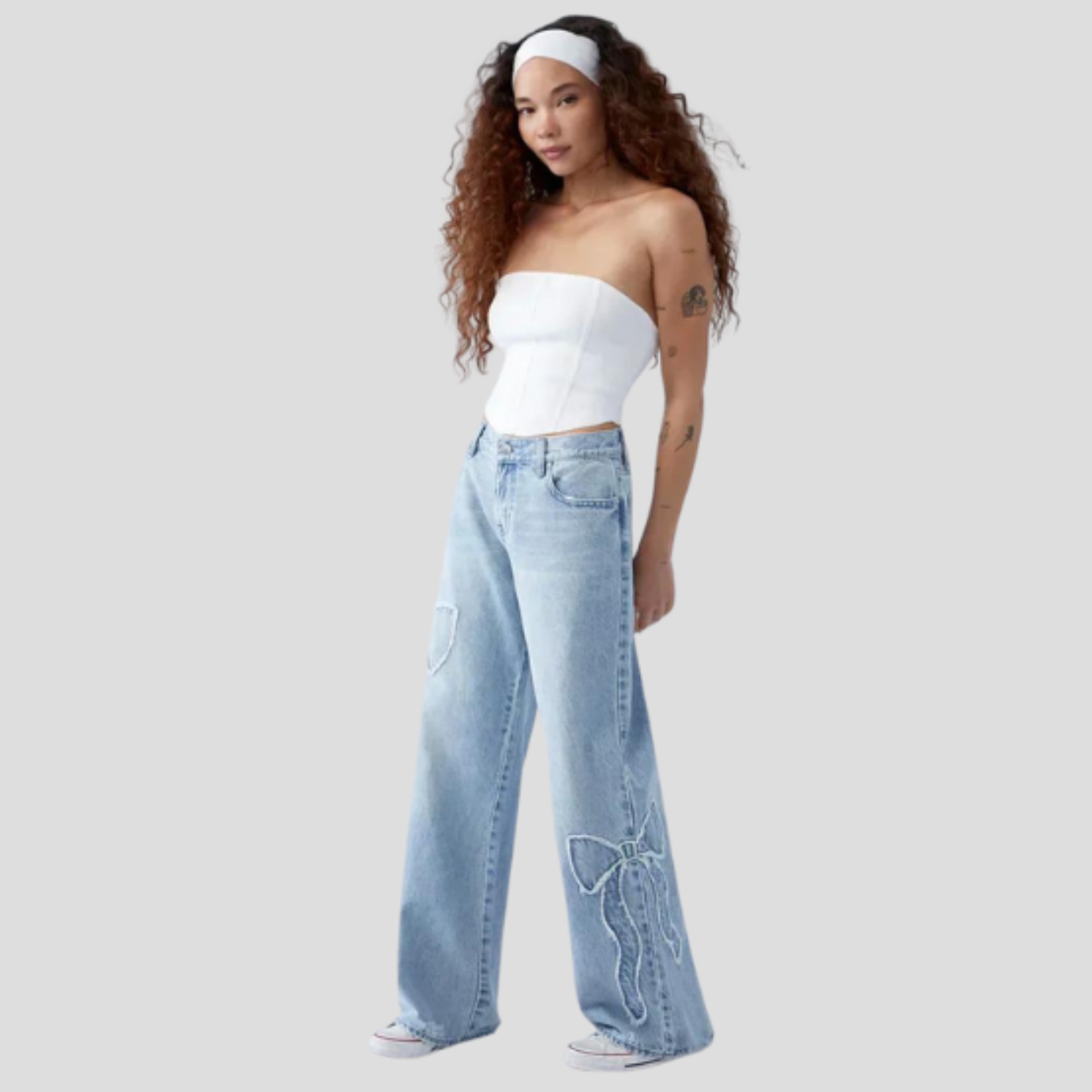 Women Jeans | Relaxed Silhouette & Side Bow Detail for Daily and Urban Wear