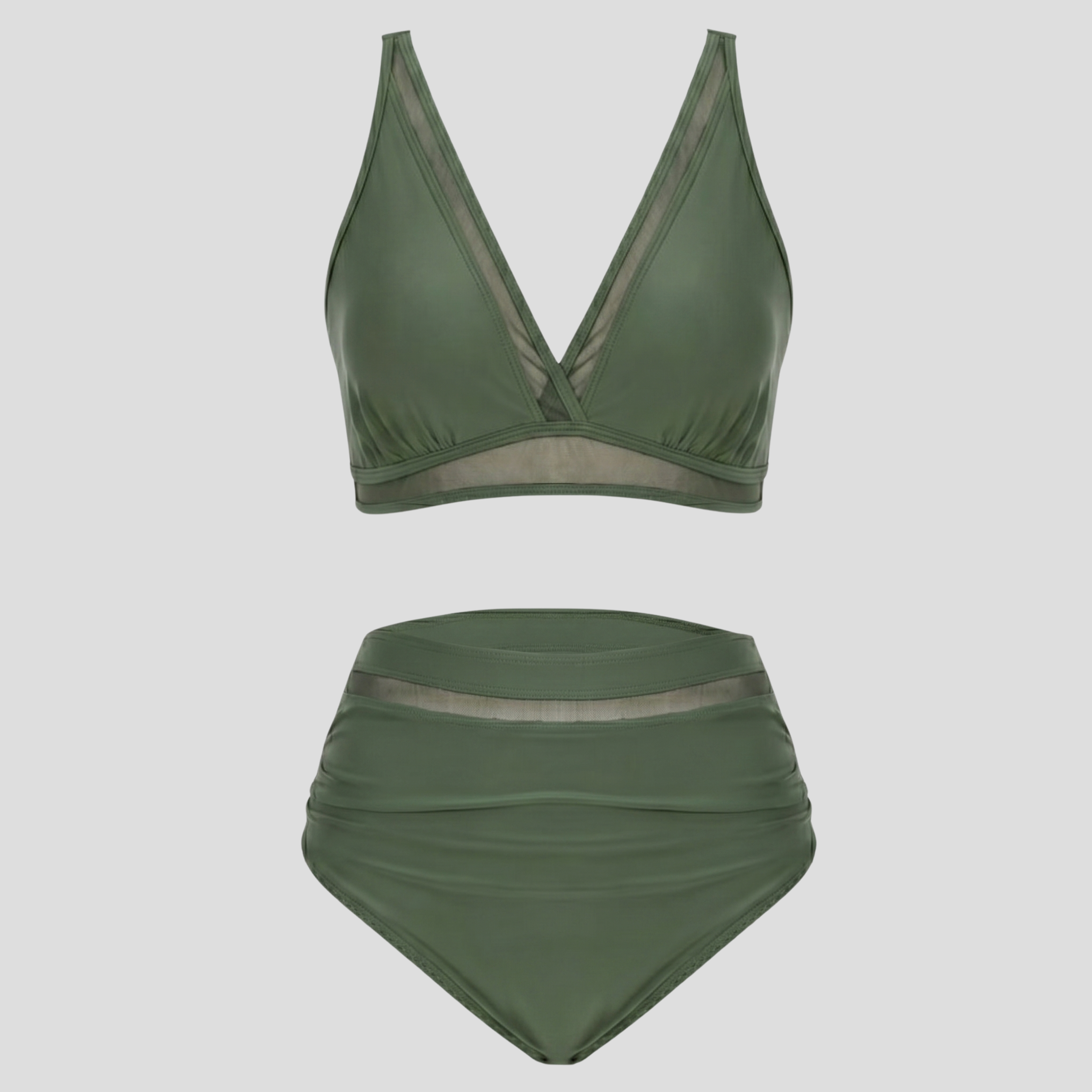 Women Bikini Set | Deep V Neckline Form & Mesh Panel Alignment for Swimwear