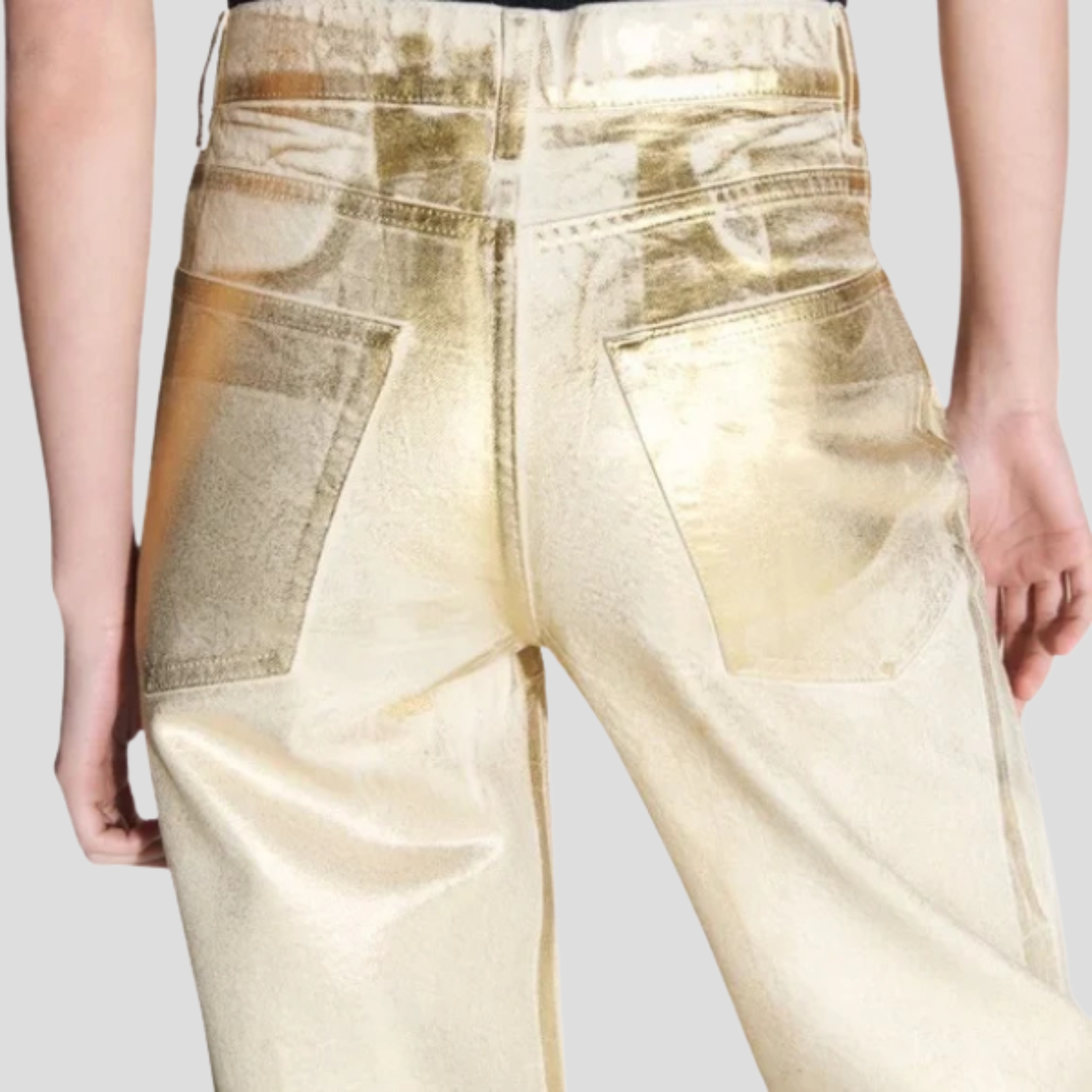 Women Jeans | High-Rise Waistline & Straight-Leg Metallic Silhouette for Evening Wear