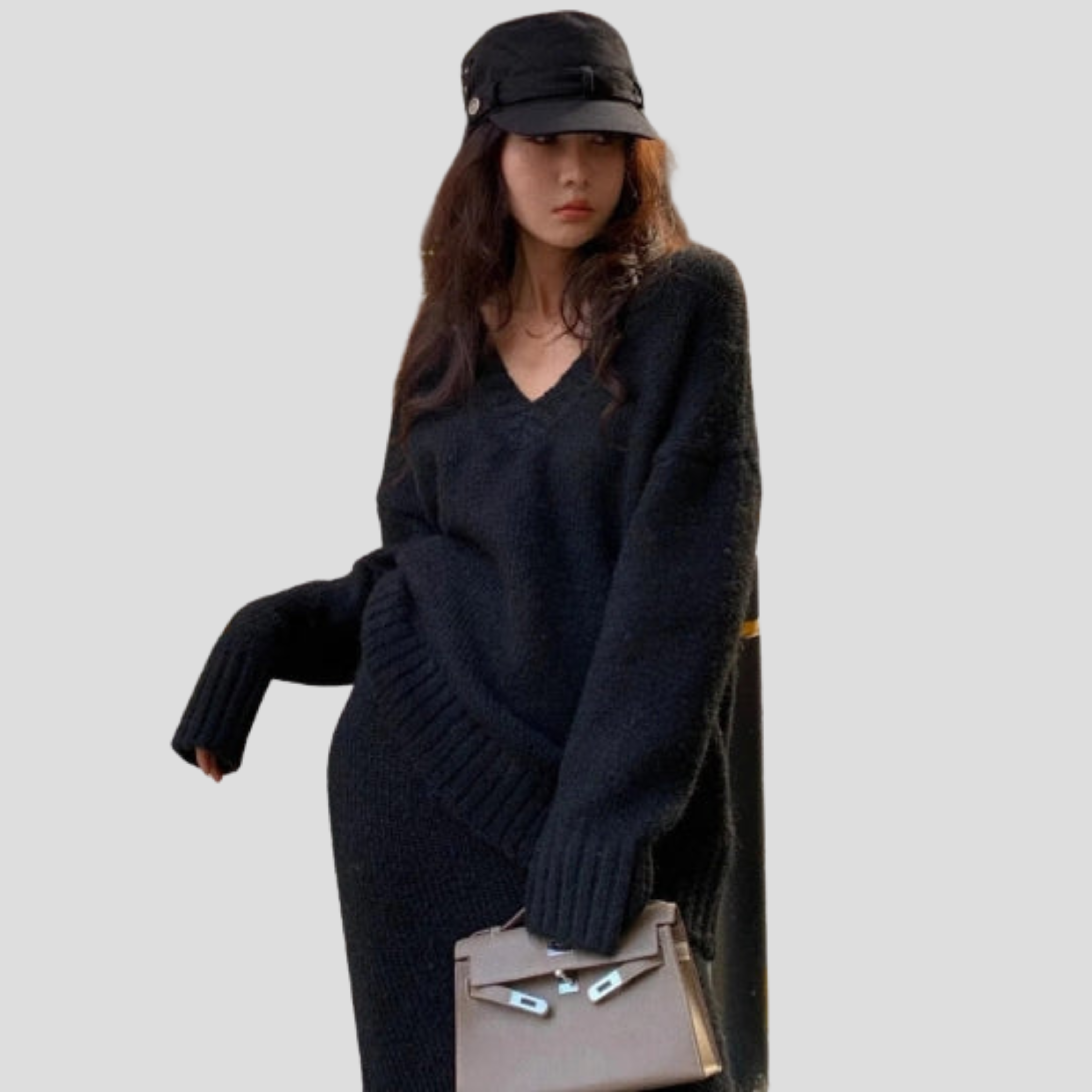 Women Skirt Set | V-Neck Upper Form & Flowing Midi Skirt Alignment for Daily Wear