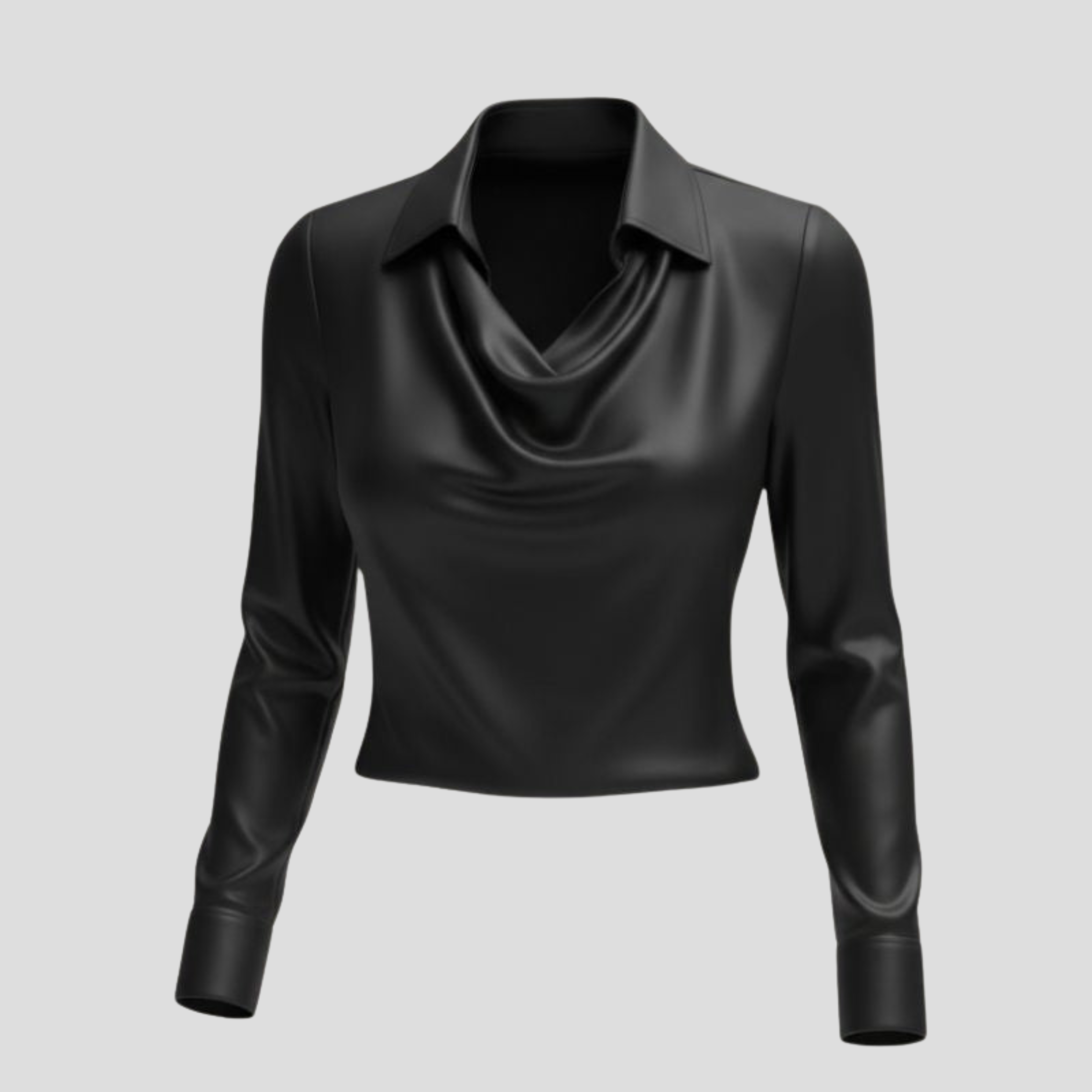 Women Long-Sleeve Blouse | Cowl Neckline Form & Pointed Collar Alignment for Daily Wear