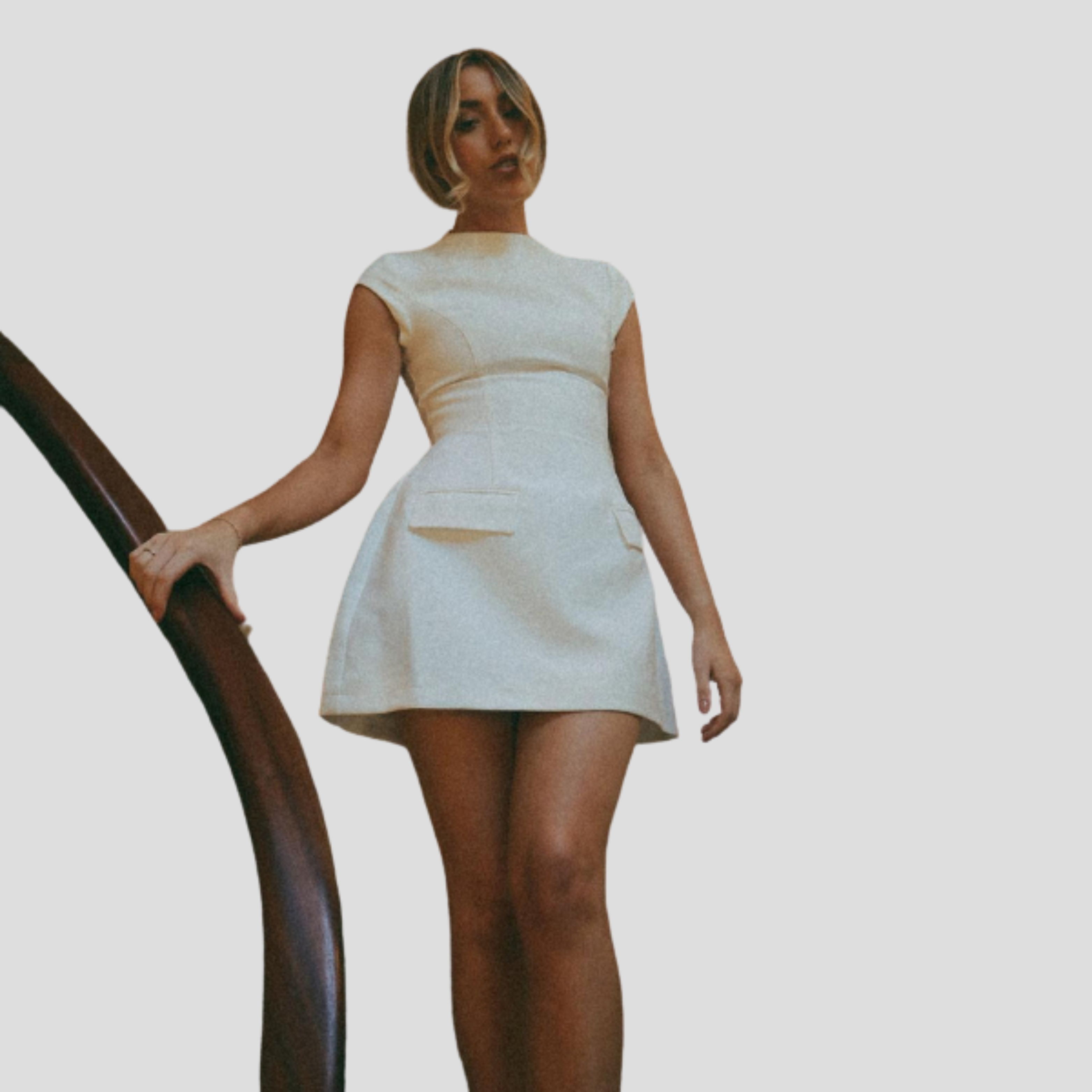 Women Mini Dress | Cap Sleeve Detail & Structured Pocket Flap Silhouette for Evening Wear