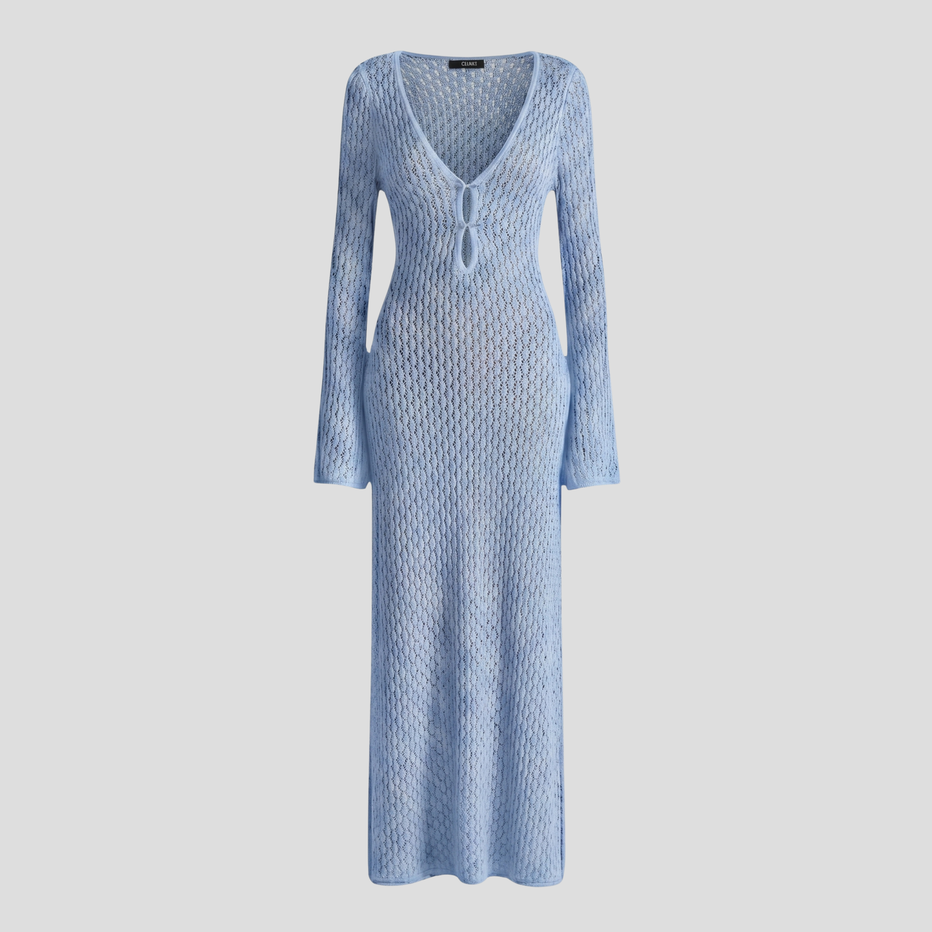 Women Maxi Dress | Keyhole Cutout Form & Bell Sleeve Alignment for Occasion Wear