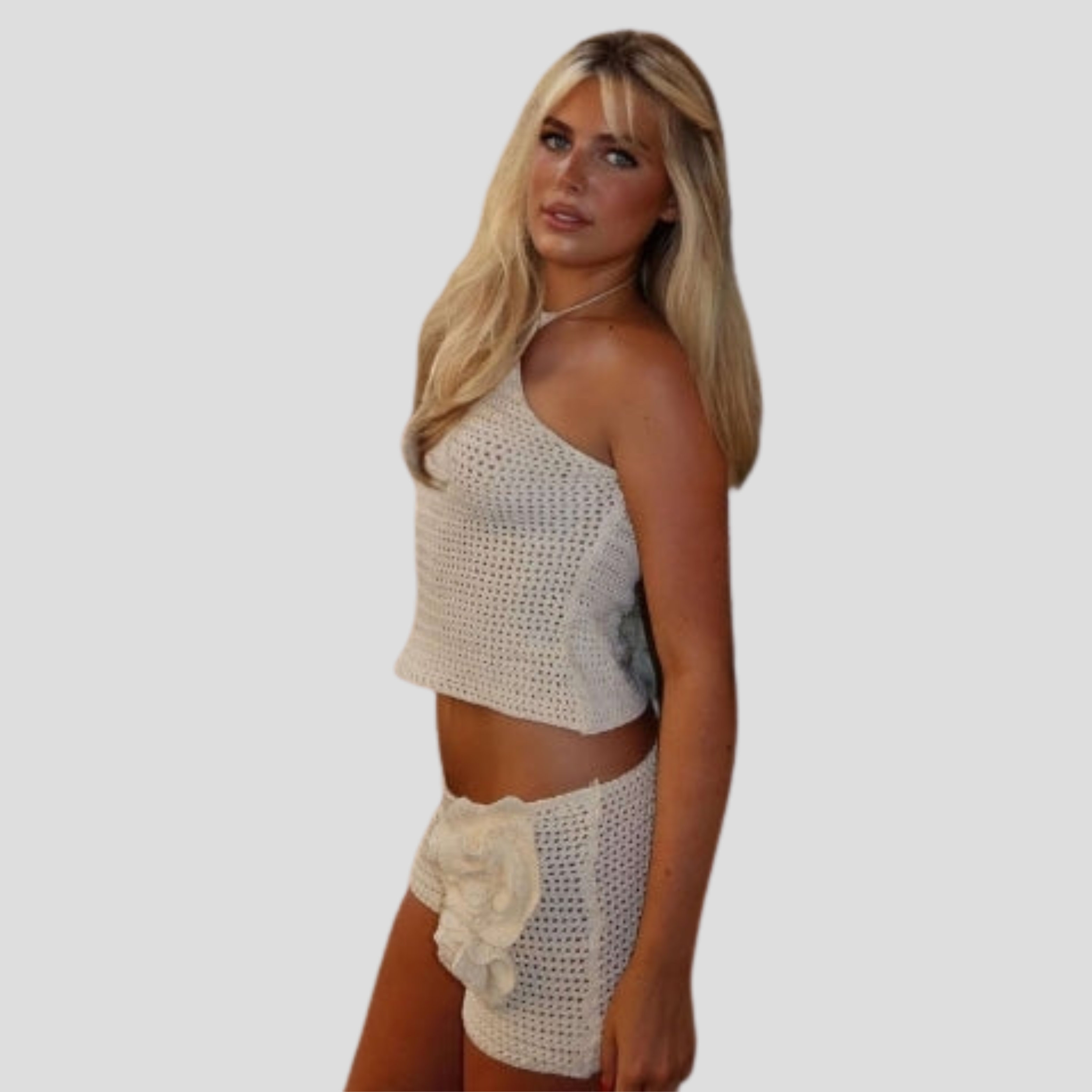 Women Short Set | Halter Upper Line & High-Rise Short Form for Seasonal Wear