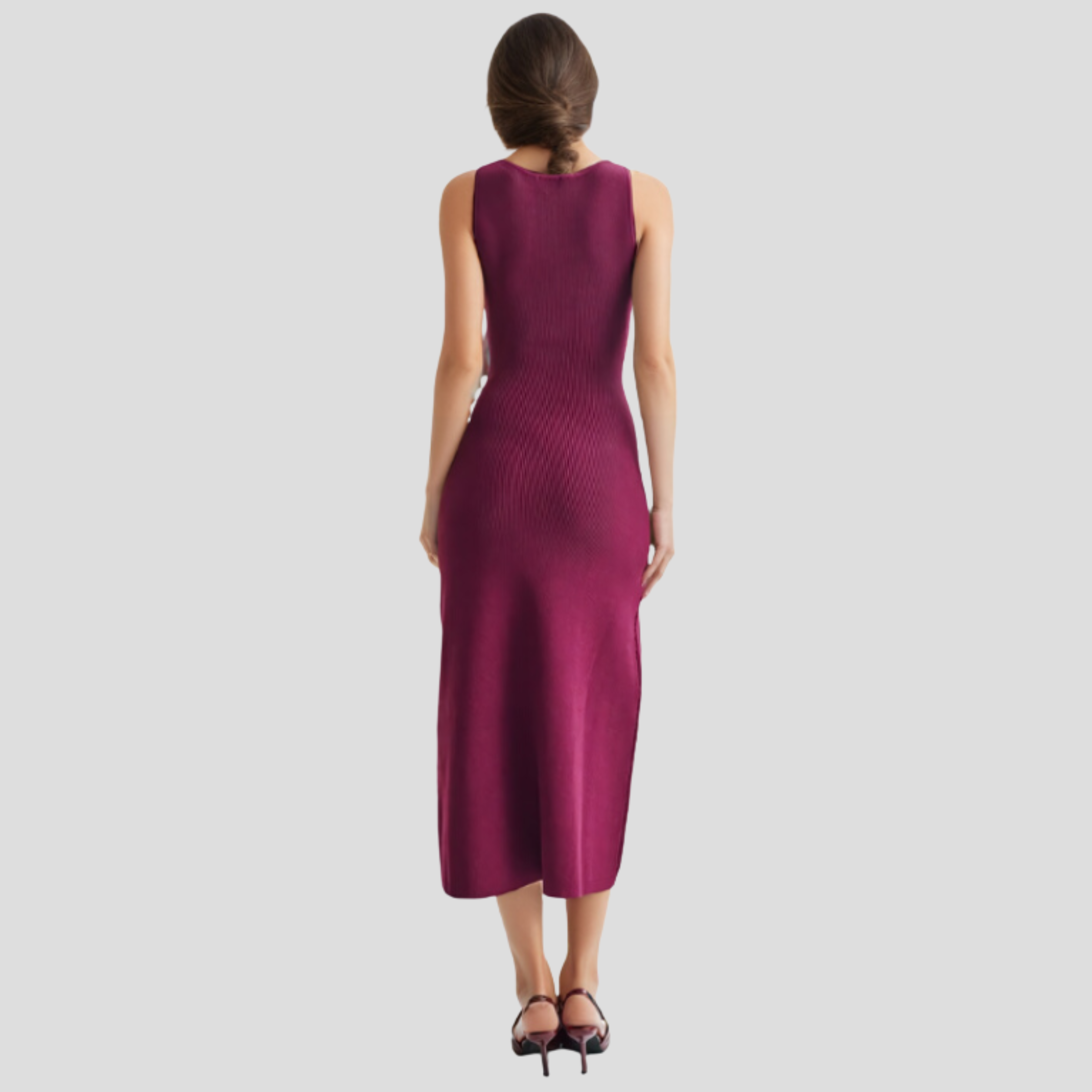 Women Midi Dress | Sleeveless Silhouette & Button-Front Detail for Daily Wear