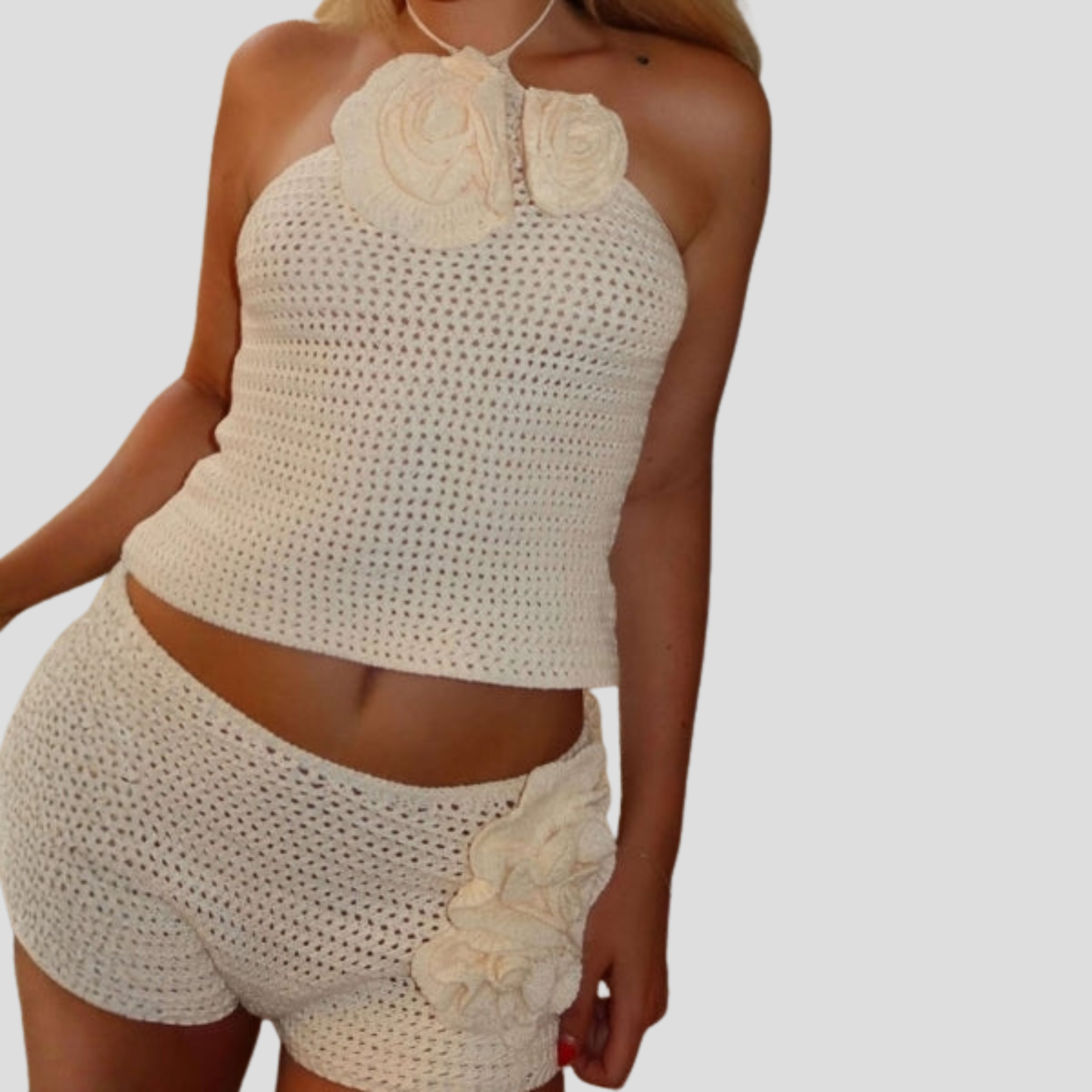 Women Short Set | Halter Upper Line & High-Rise Short Form for Seasonal Wear