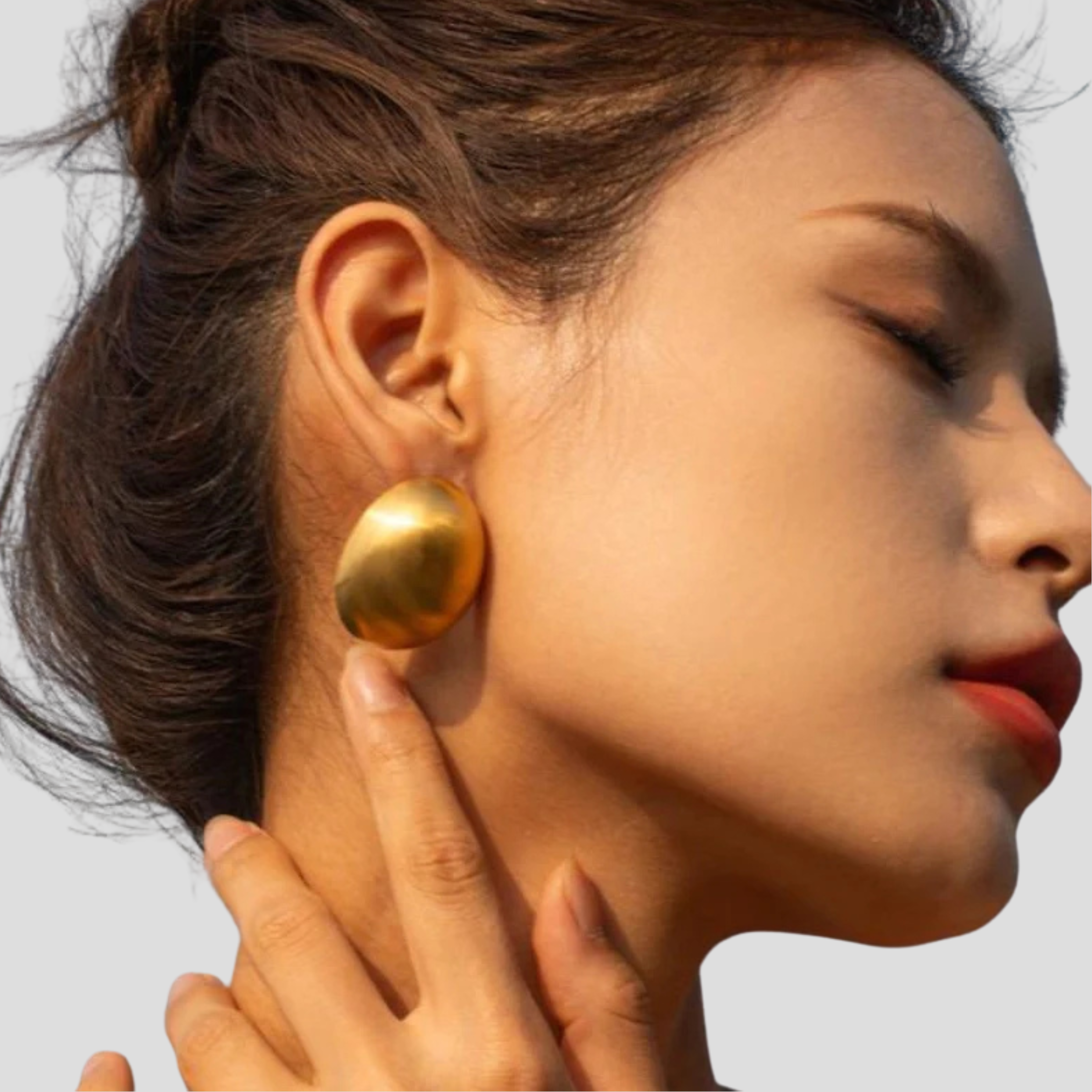Women Stud Earrings | Dome Silhouette & Matte Gold Finish for Daily Wear
