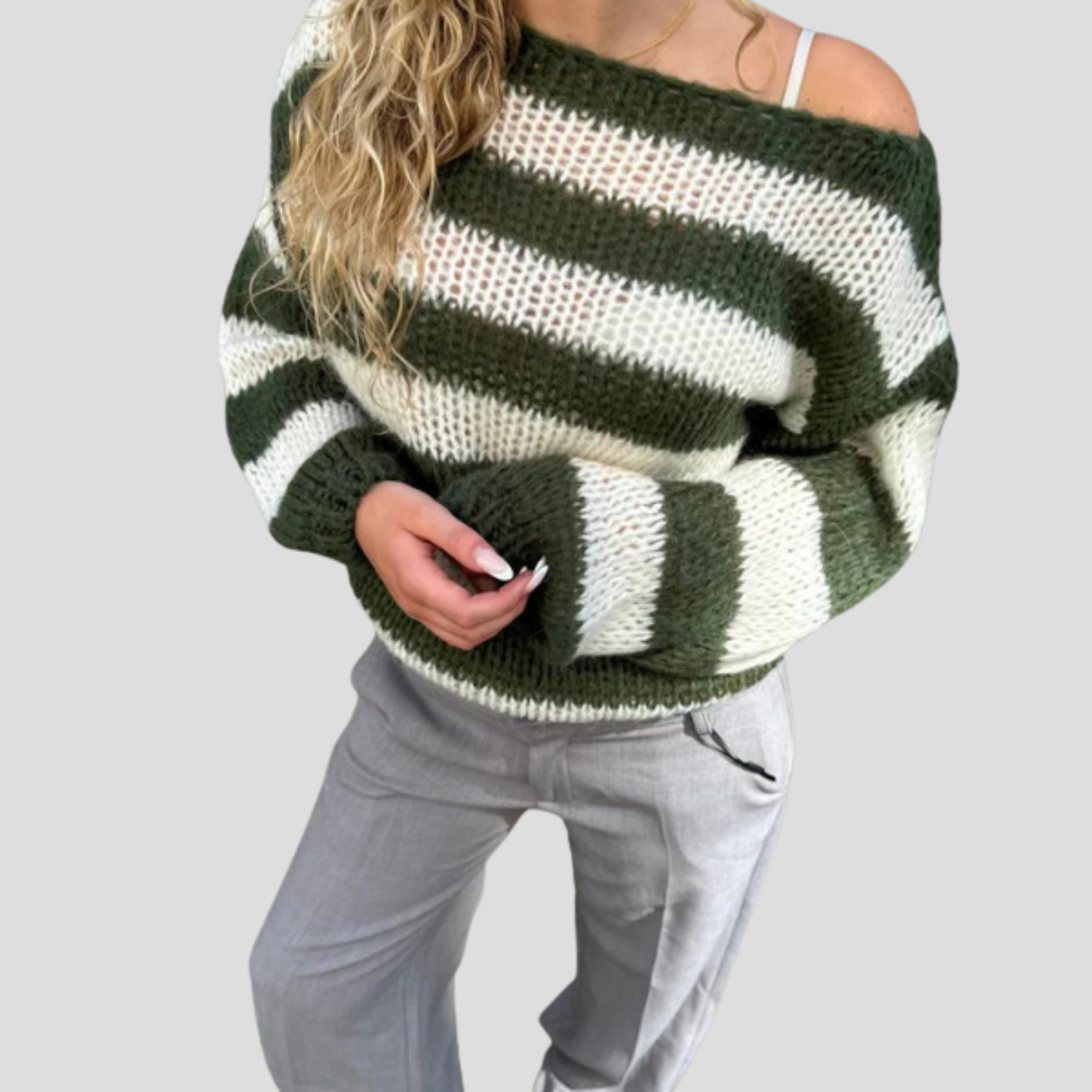 Women Sweater | Striped Surface Design & Straight Silhouette for Daily Wear