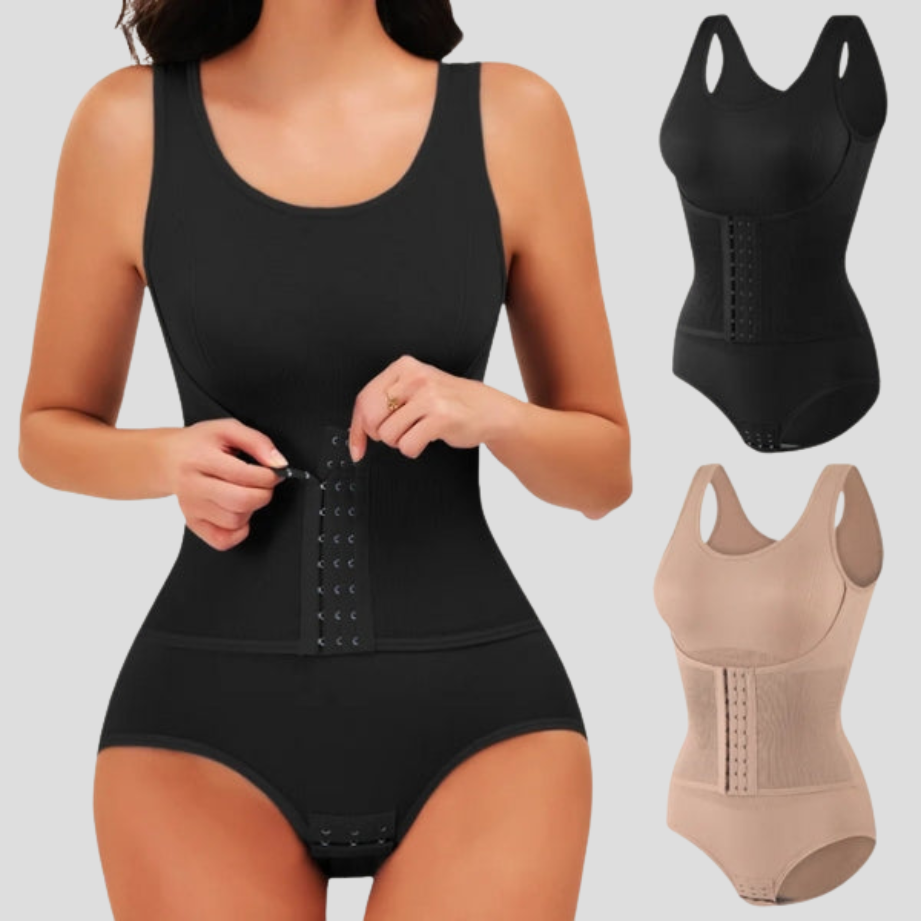 Women Sleeveless Bodysuit | Hook-Front Closure & Ribbed Structured Silhouette for Layering