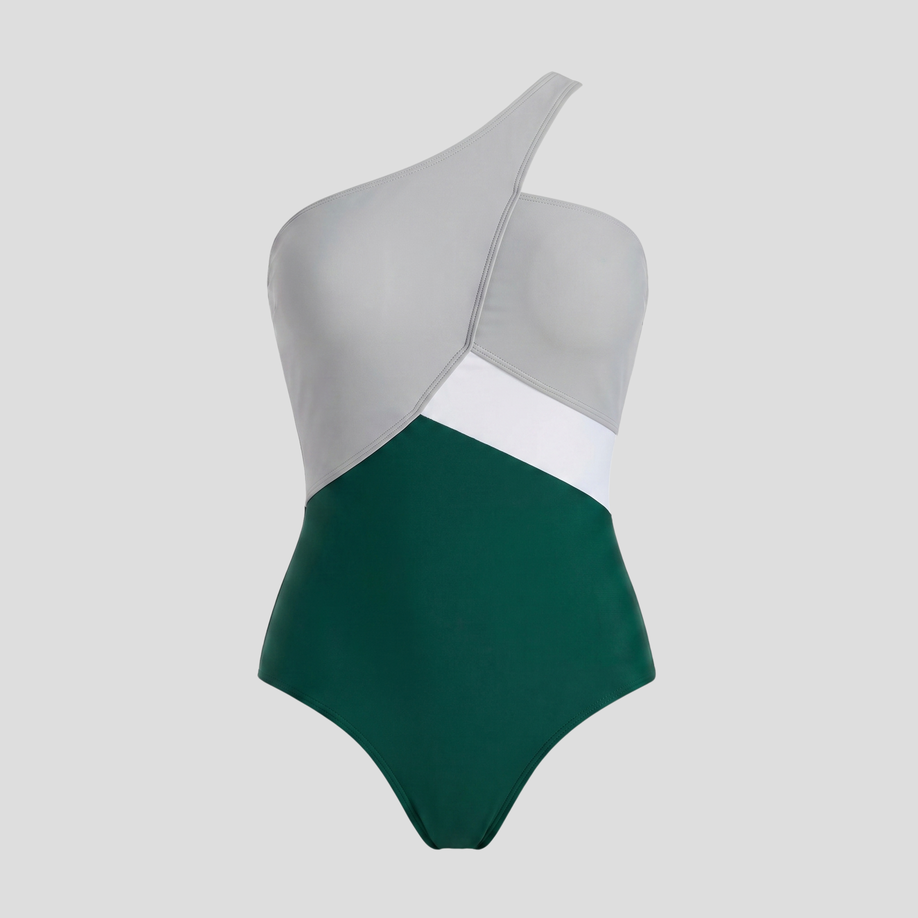 Women One-Shoulder Swimsuit | Color-Block Panel Form & Wrap Bodice Alignment for Swimwear