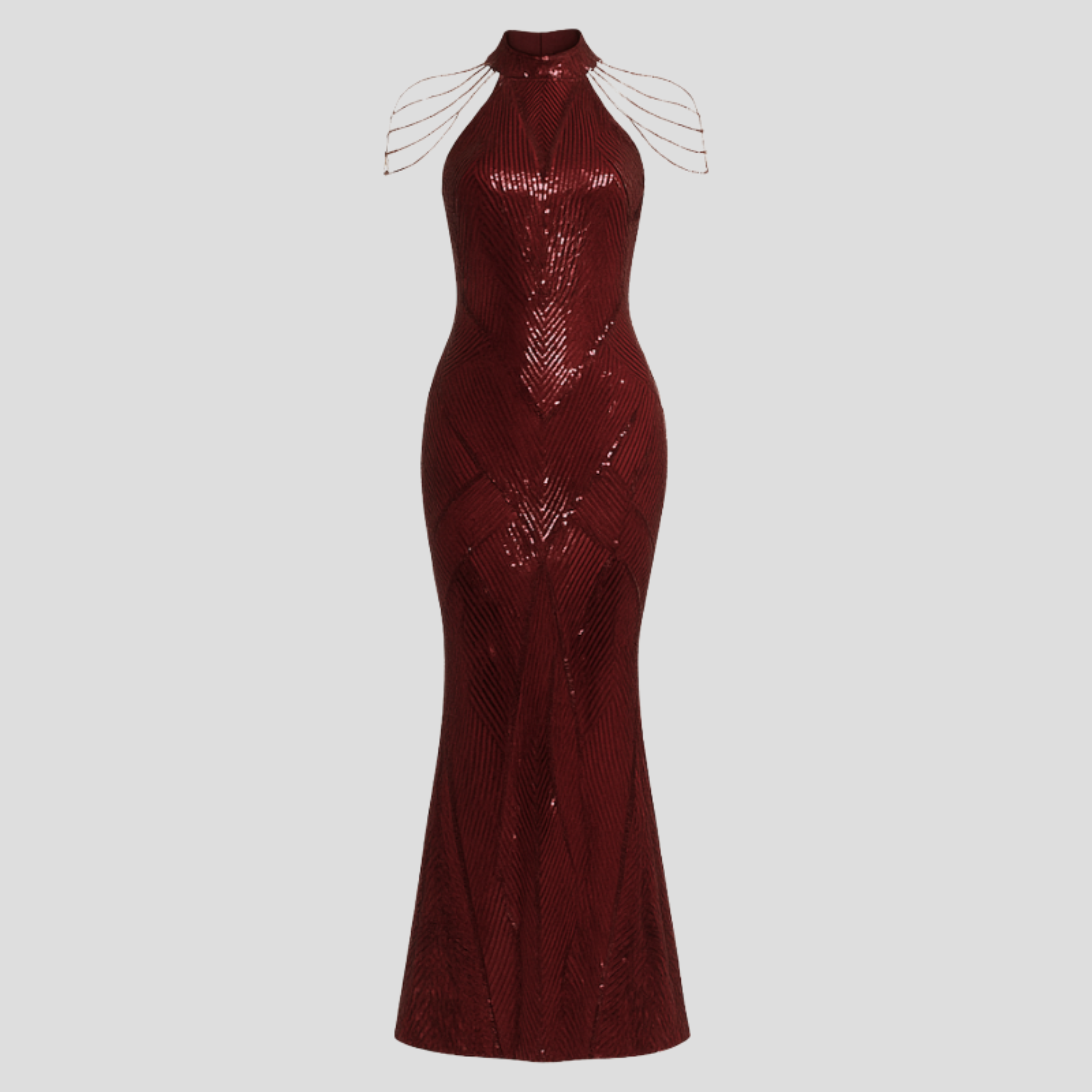 Women Evening Dress | Halter Neckline Detail & Fitted Sequin Silhouette for Formal Wear