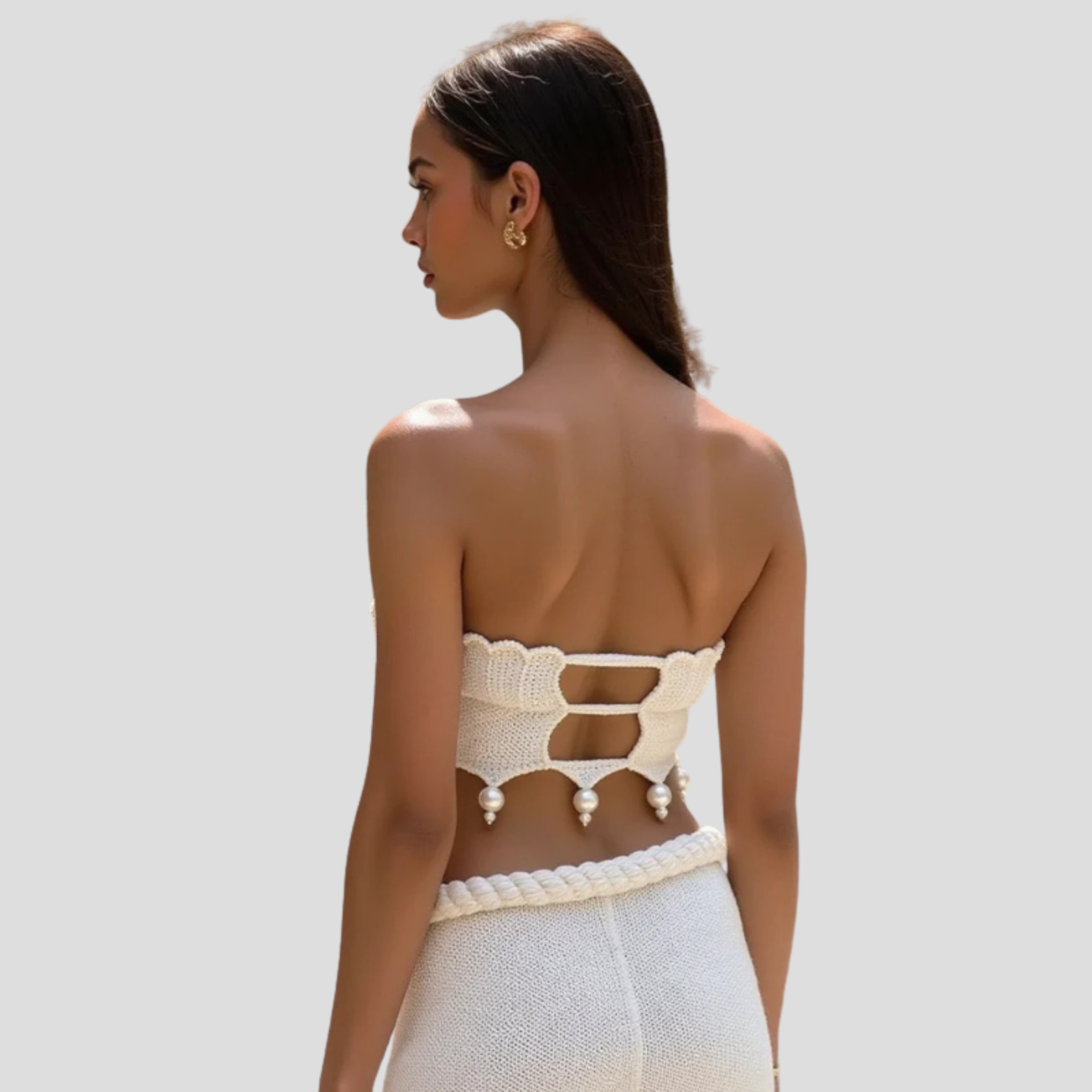 Women Two-Piece Set | Shell-Inspired Upper Form & Full-Length Skirt Alignment for Occasion Wear