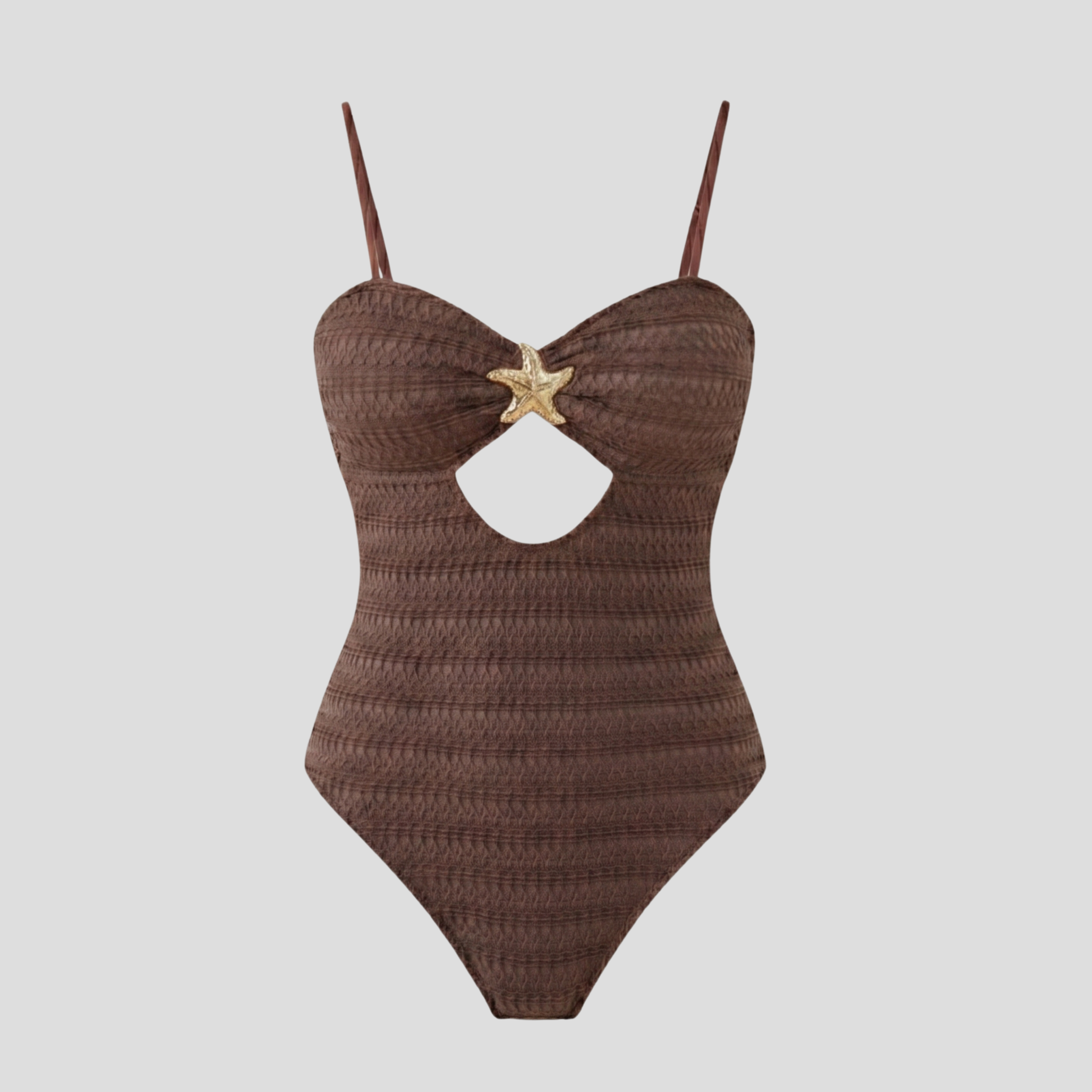 Women One-Piece Swimsuit | Starfish Detail Form & Front Cut-Out Alignment for Swimwear