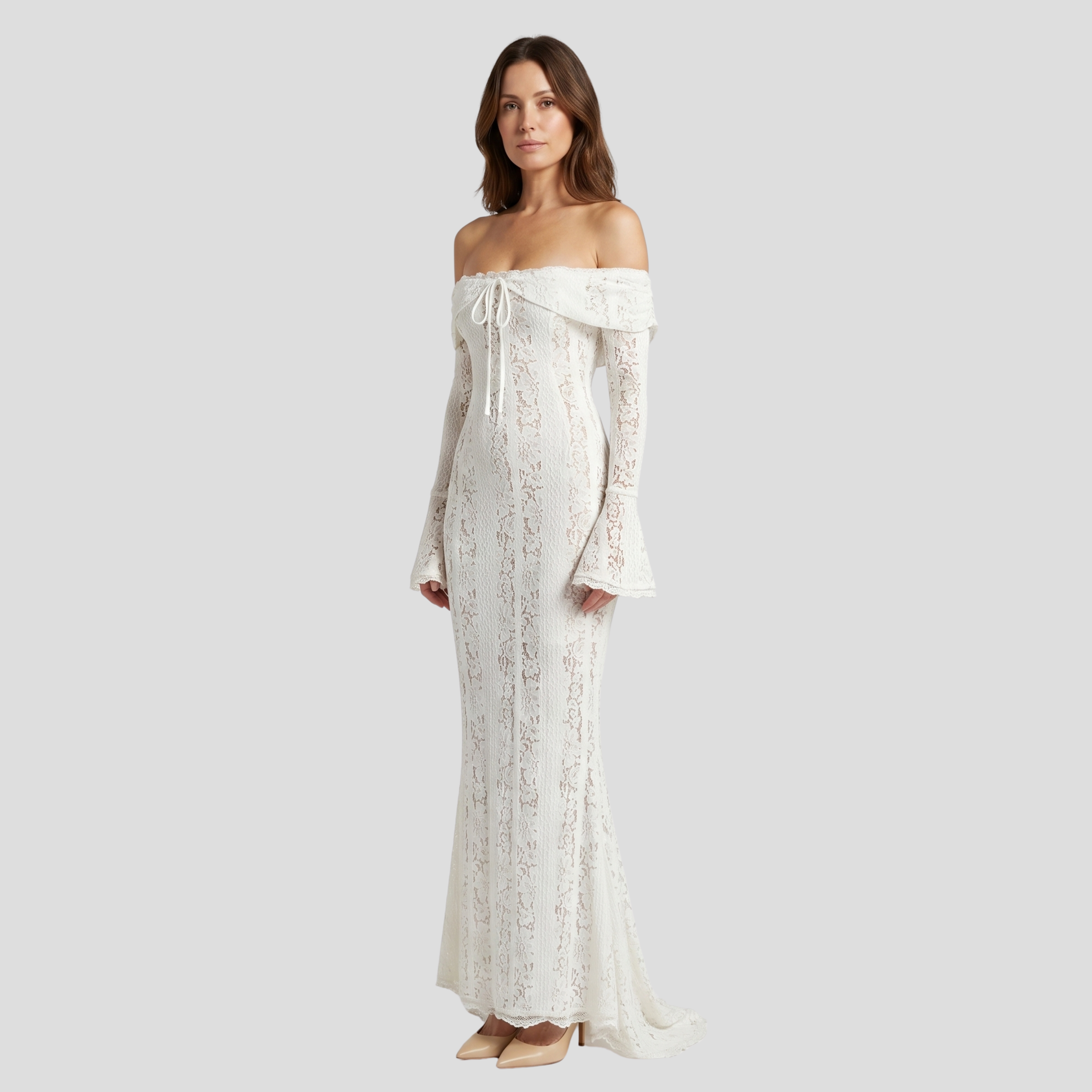 Women Maxi Dress | Off-Shoulder Neckline Form & Godet Skirt Alignment for Occasion Wear