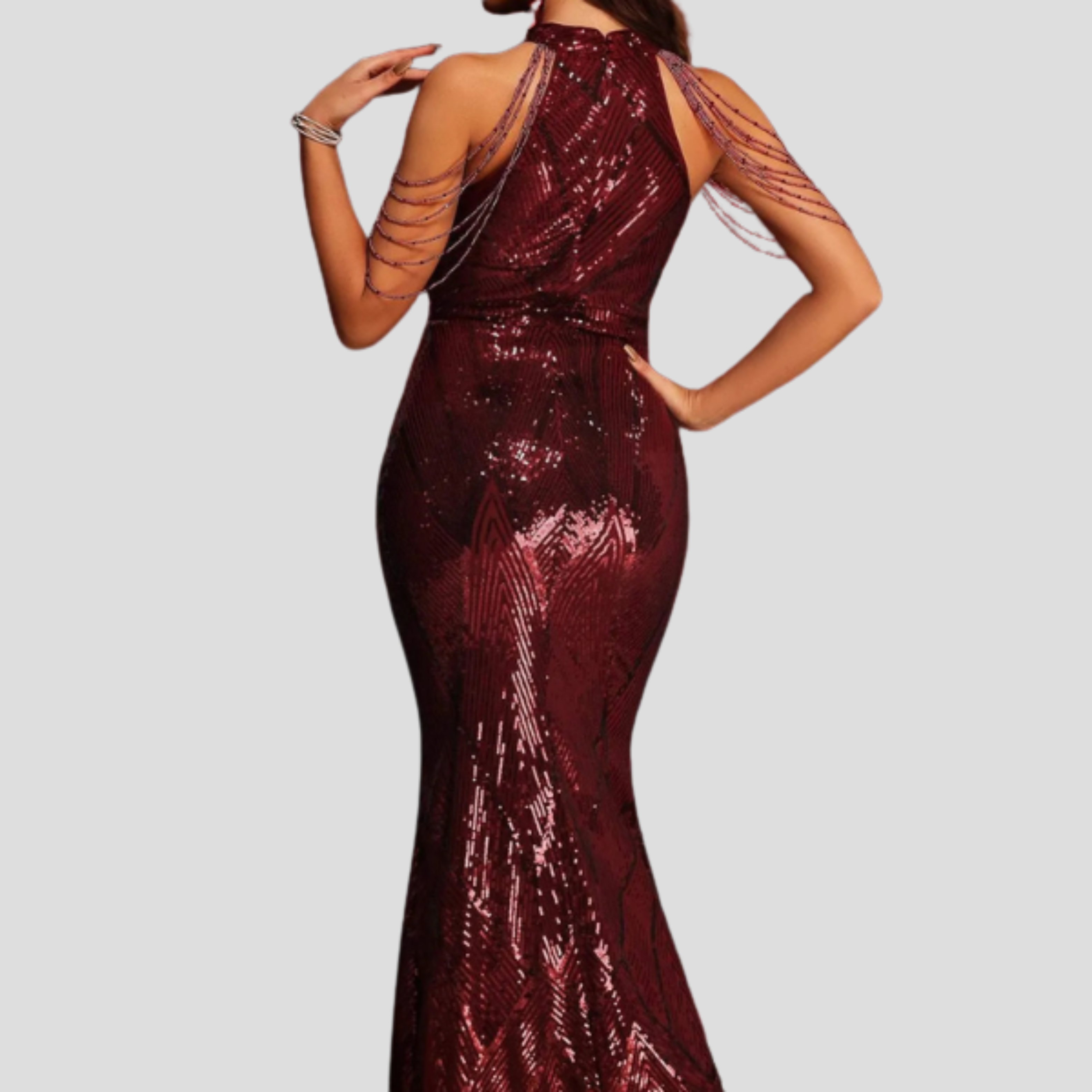 Women Evening Dress | Halter Neckline Detail & Fitted Sequin Silhouette for Formal Wear