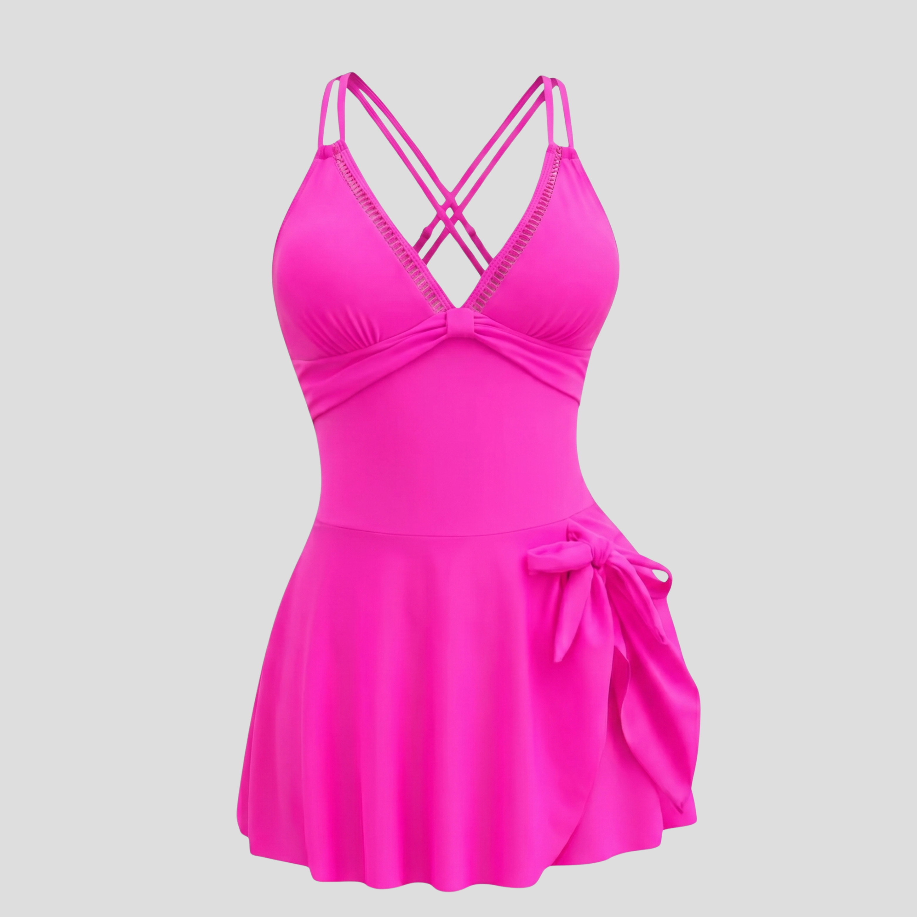 Women Swim Dress | V-Neckline Form & Side-Tie Skirt Alignment for Swimwear