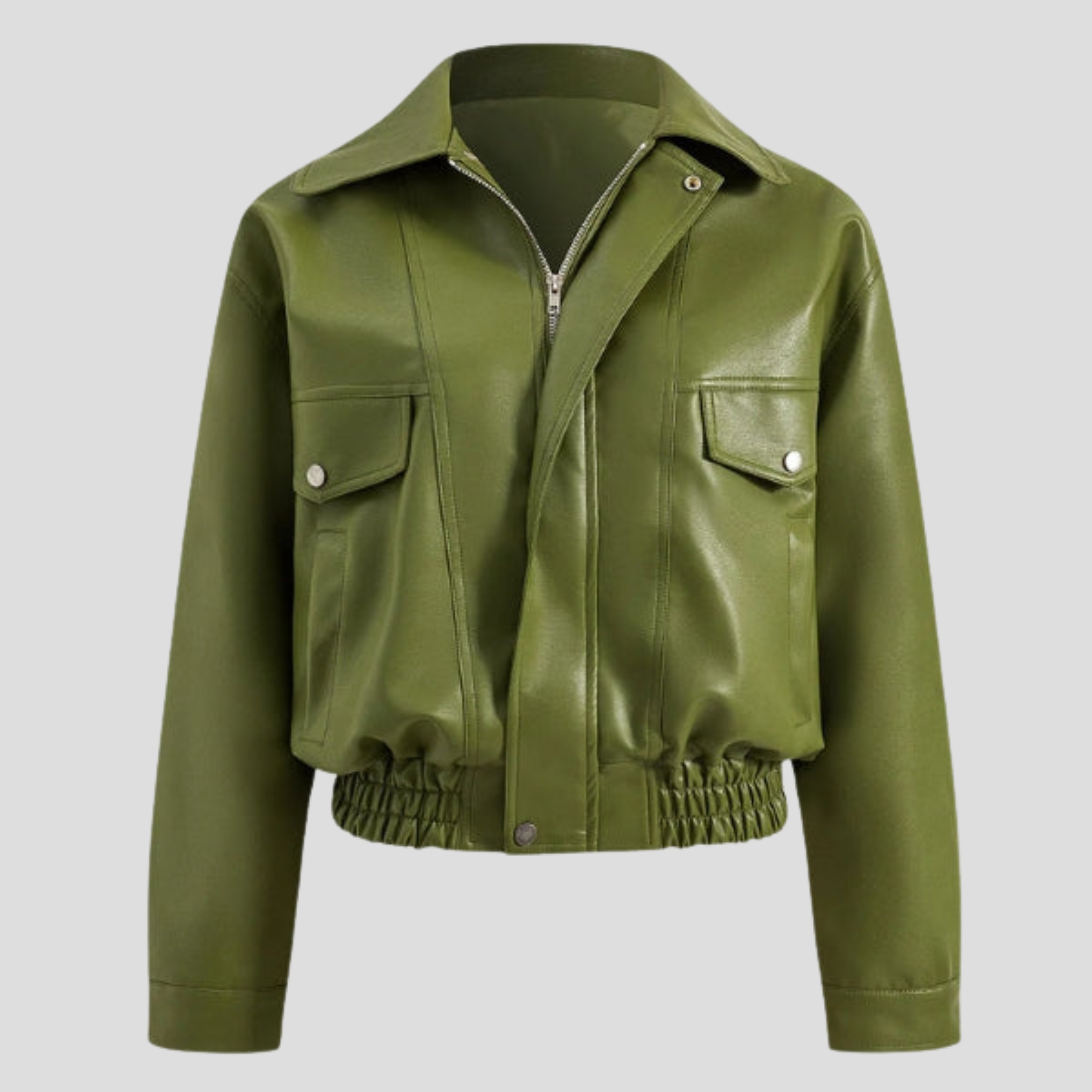 Women Cropped Bomber Jacket | Structured Silhouette & Ribbed Hem Detail for Daily Wear
