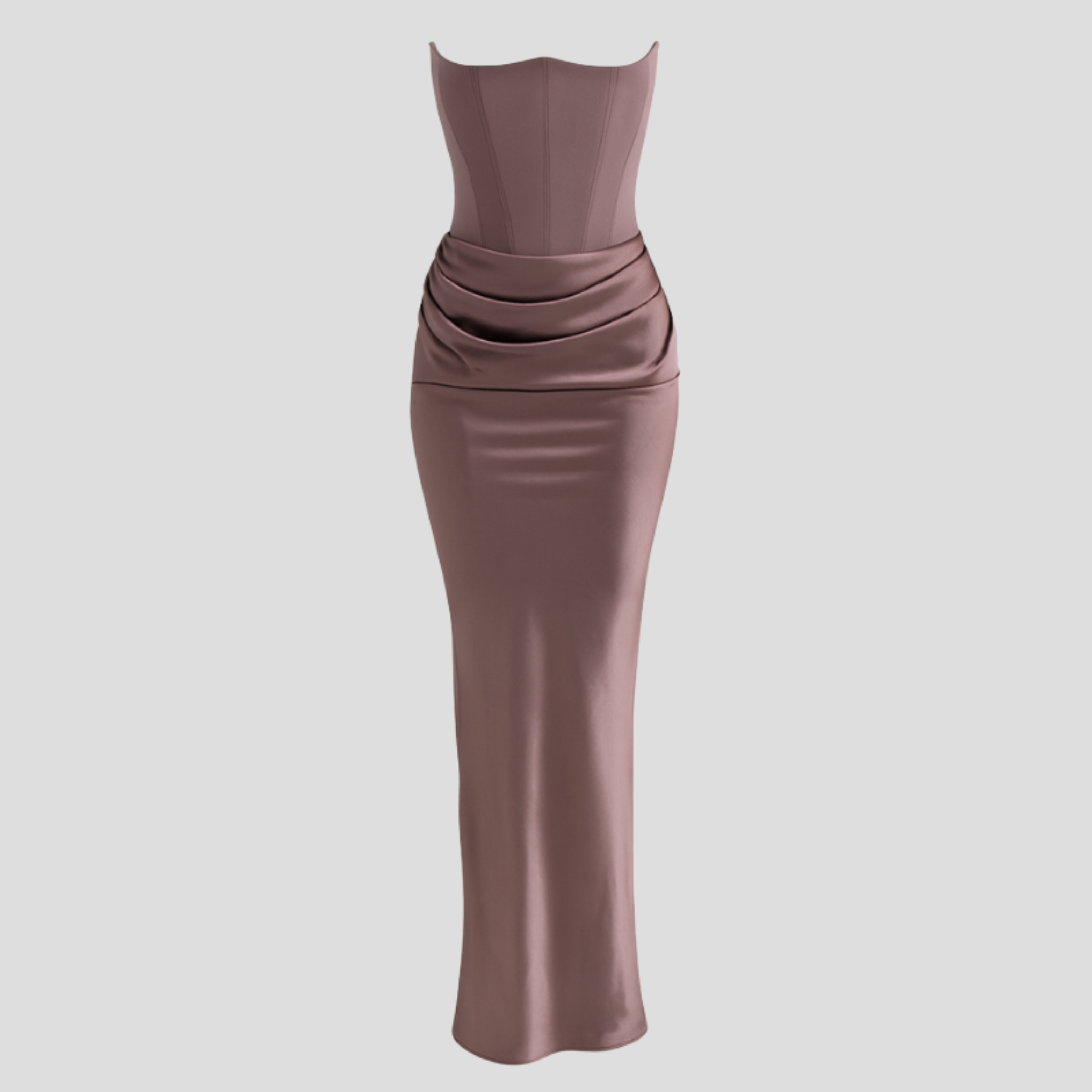 Women Maxi Dress | Strapless Corset Bodice & Draped Waist Silhouette for Evening Wear