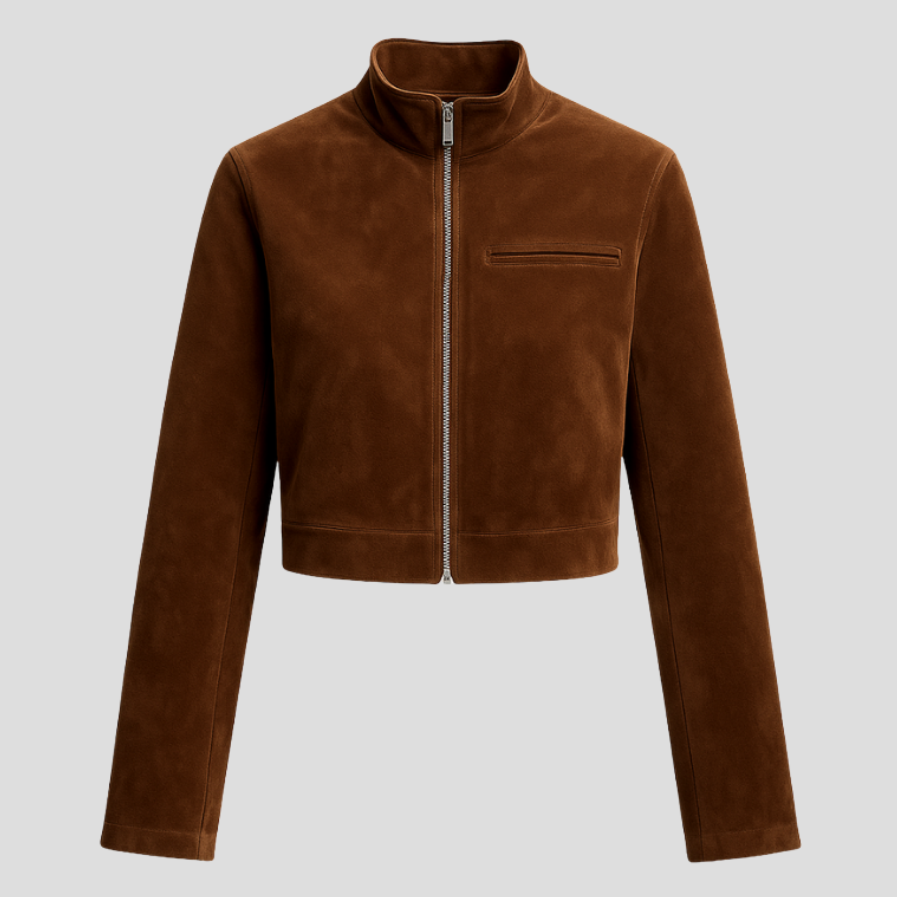 Women Jacket | Cropped Length & High Collar Zip Design for Daily Wear