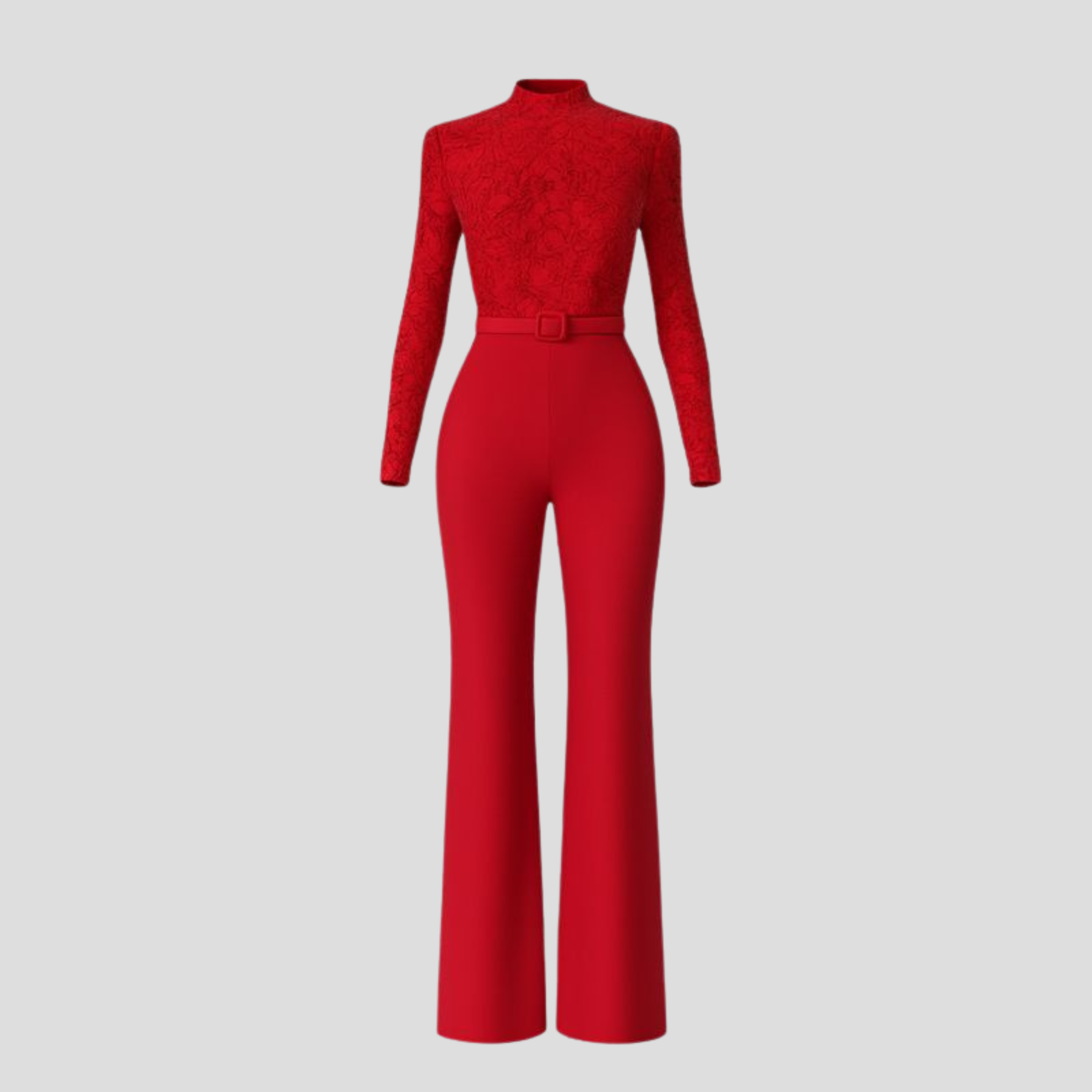Women Jumpsuit | High Neck Shape & Belted Waist Flared Silhouette for Daily Wear