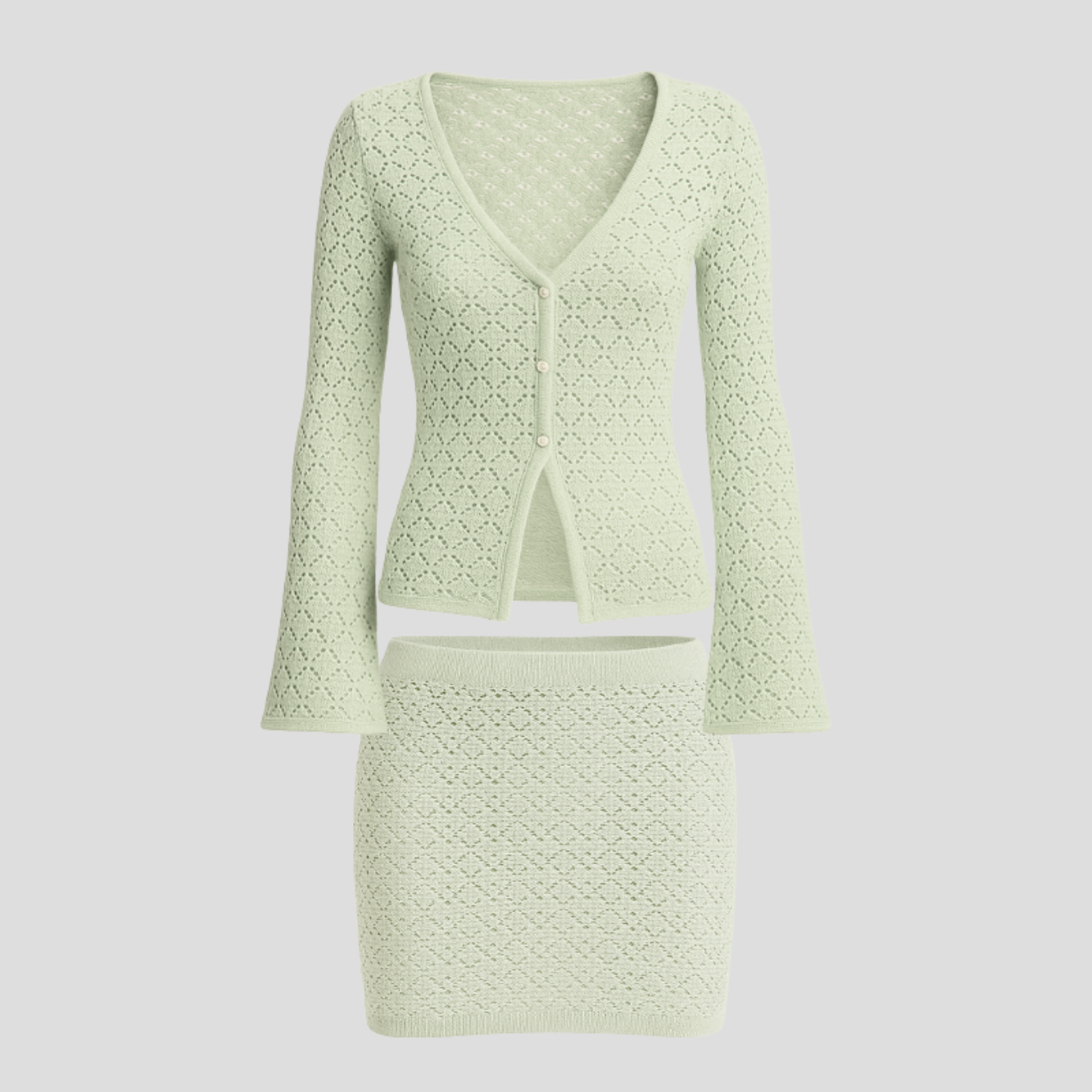 Women Skirt Set | V-Neck Upper Line & Coordinated Split Skirt Form for Seasonal Wear