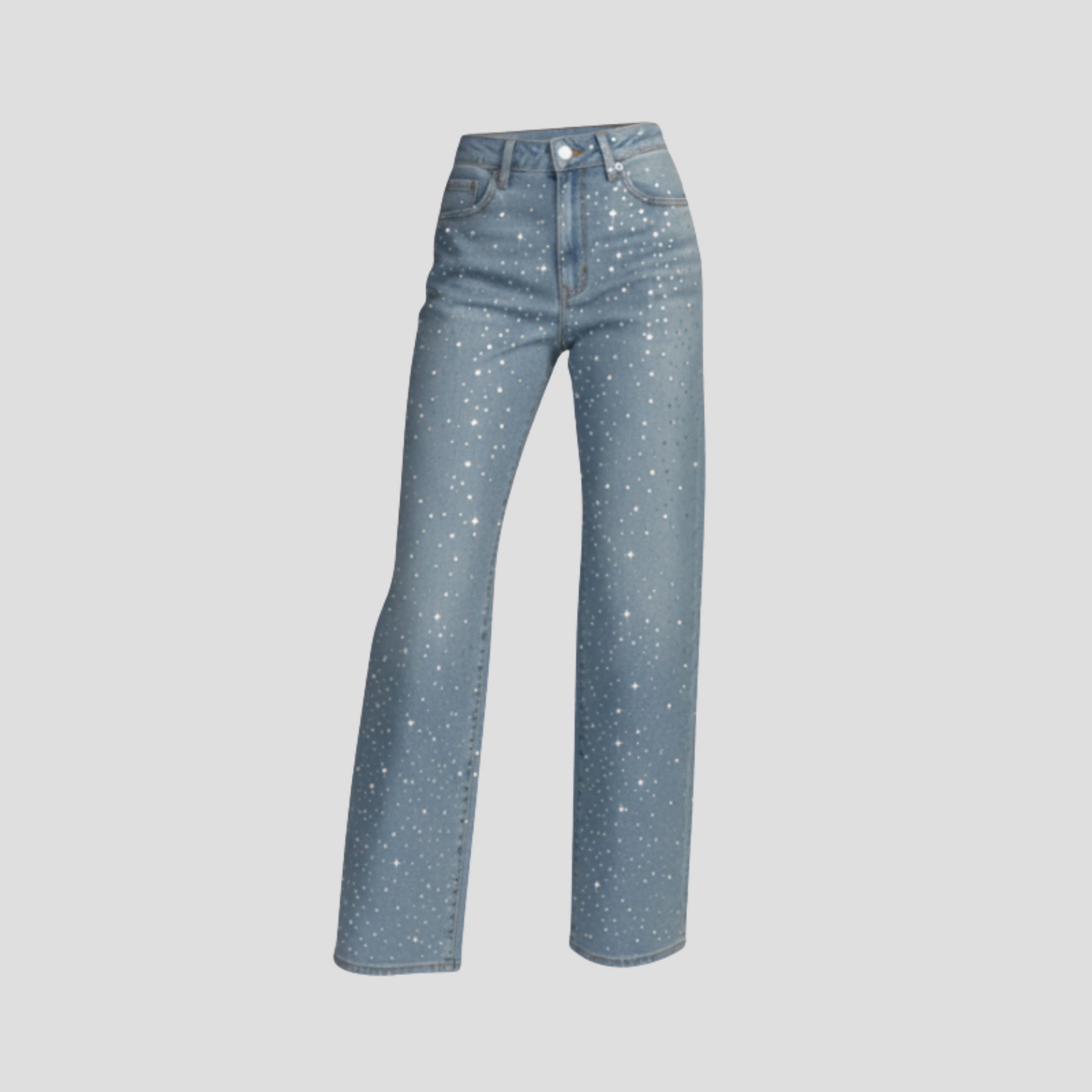 Women Straight Jeans | High-Waist Design & Diamante Embellished Silhouette for Evening Wear