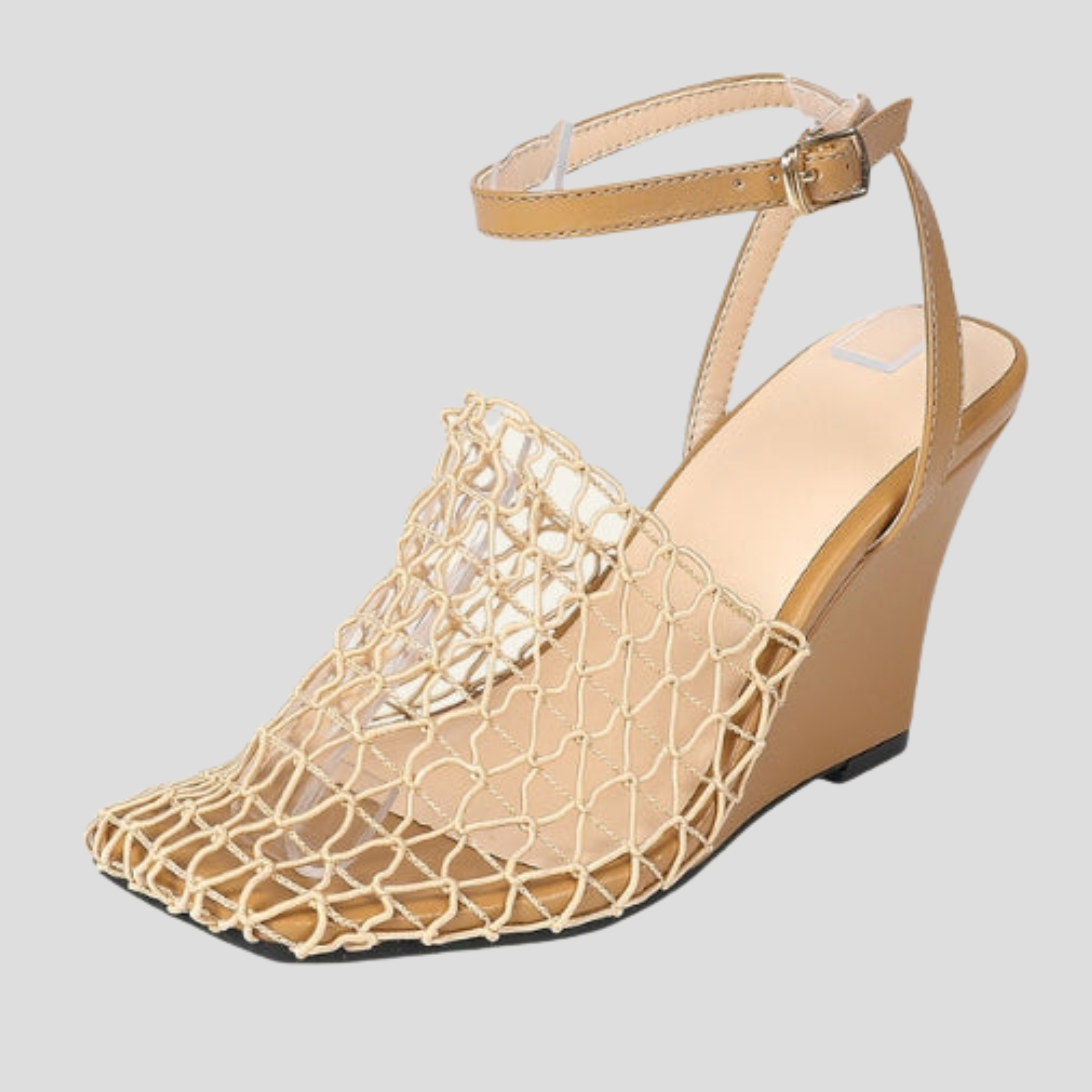 Women Sandals | Square Toe Shape & Net-Detail Wedge Silhouette for Summer Wear