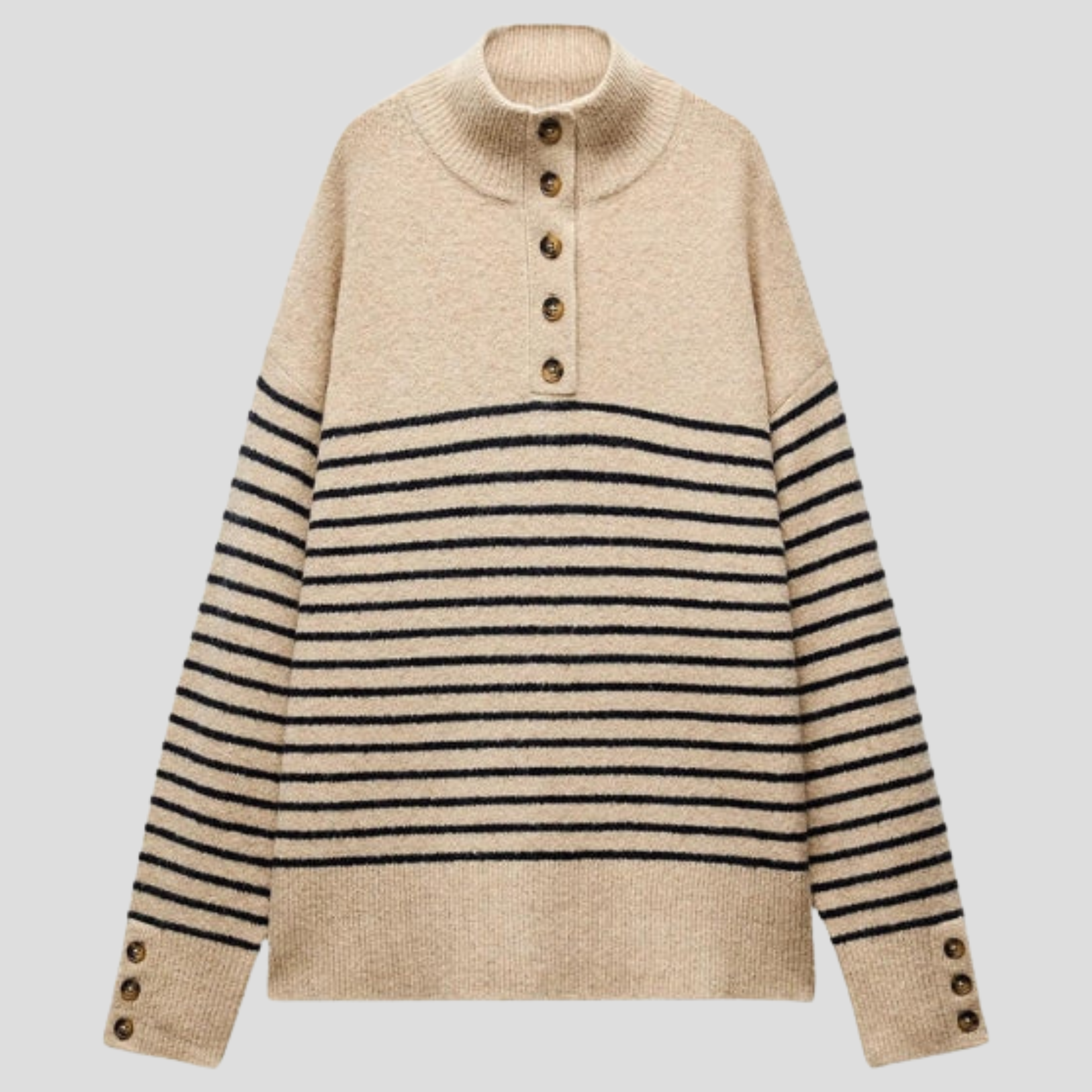 Women Sweater | Button Front Detail & Stand Collar Silhouette for Daily Wear