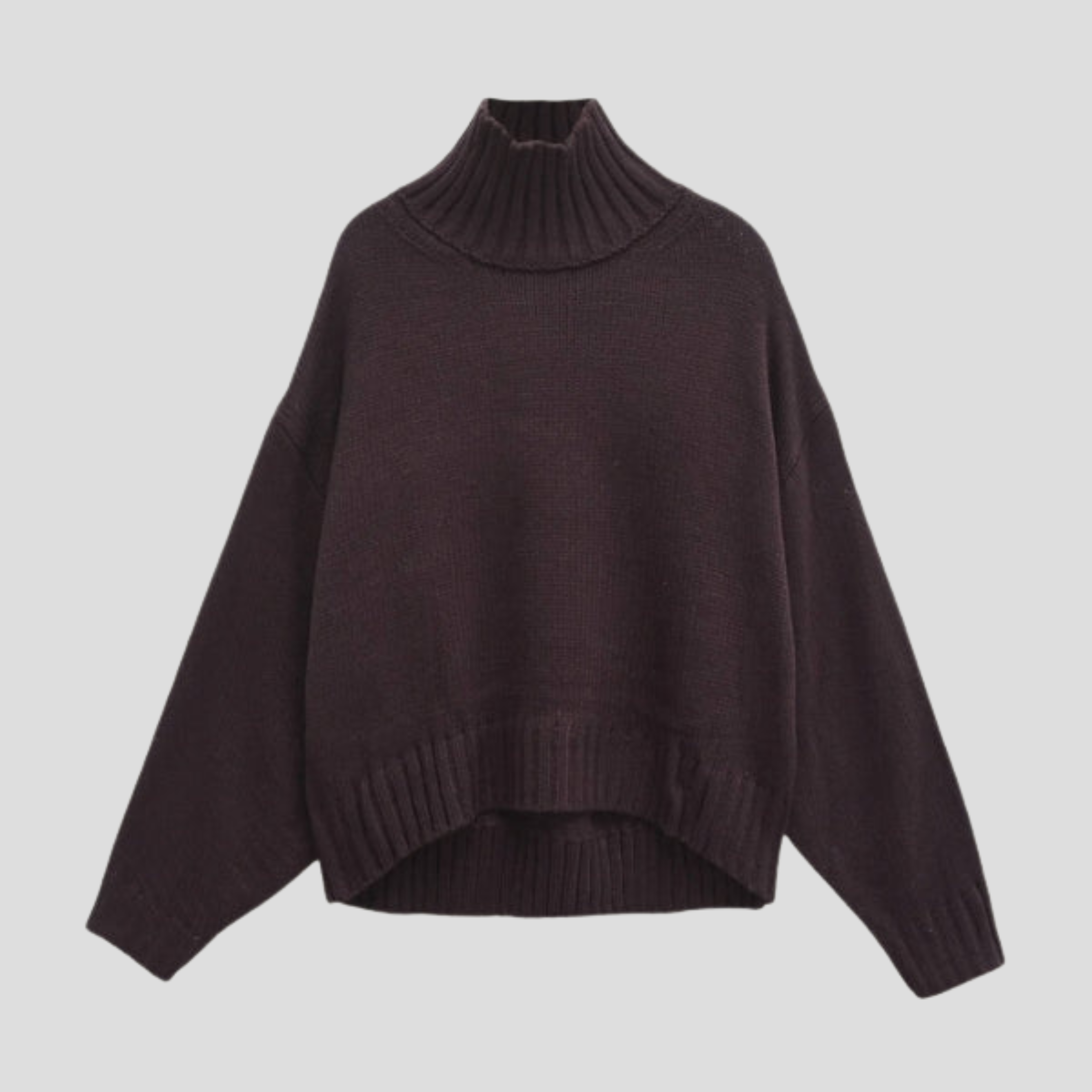 Women Sweater | Oversized Silhouette & Ribbed High Neck Design for Daily Wear