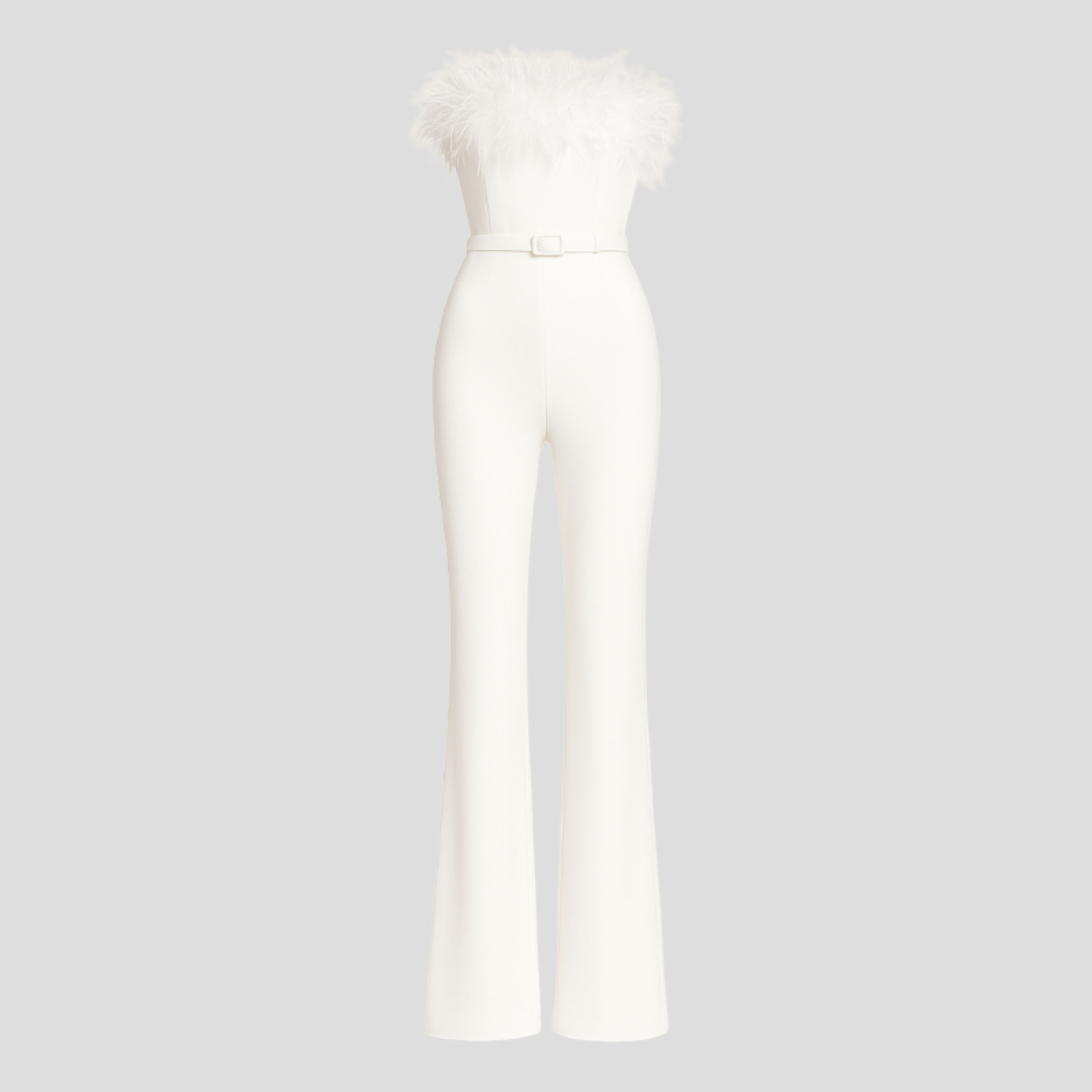 Women Jumpsuit | Strapless Neckline & Feather Trim Detail for Daily Wear