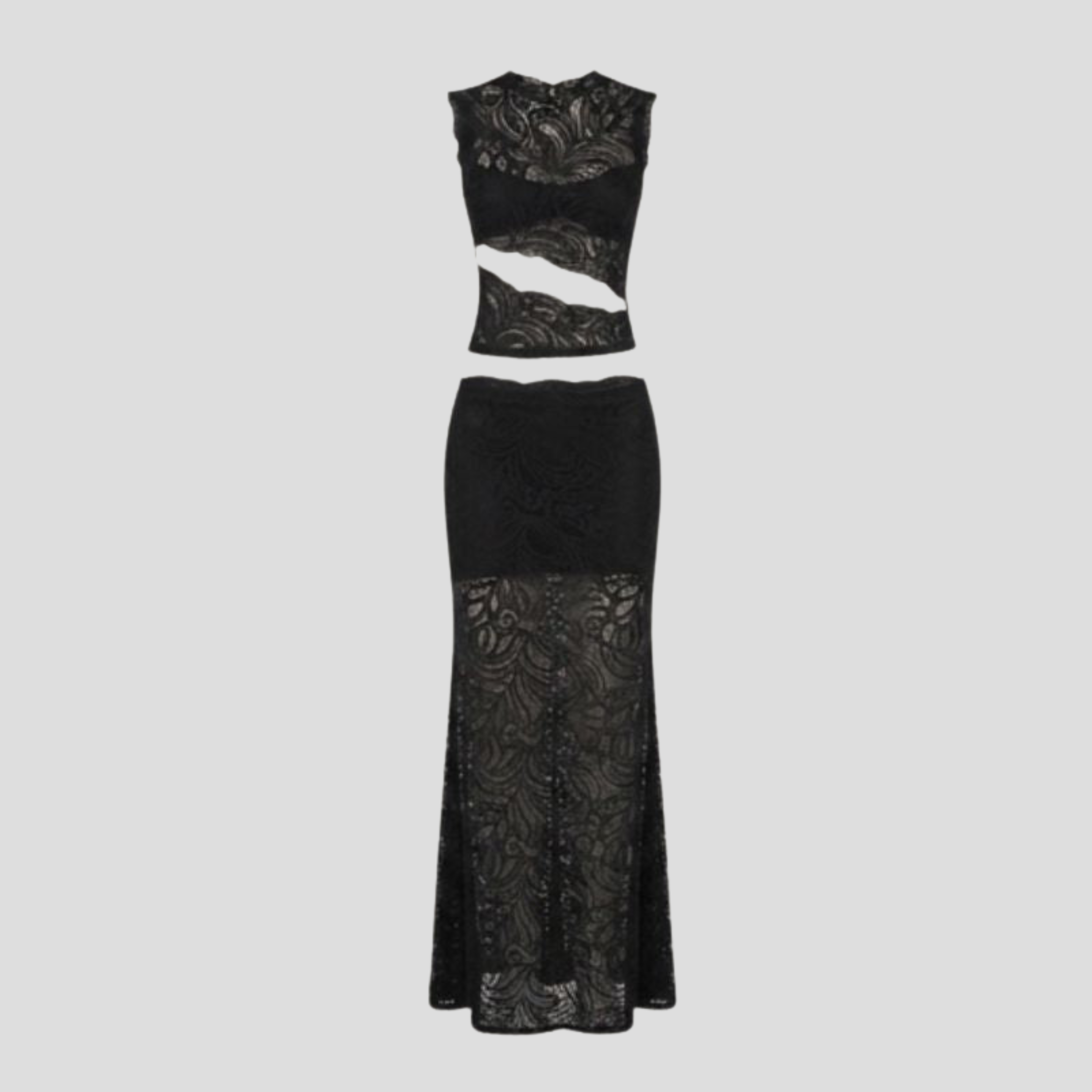 Women Maxi Set | Sleeveless Cropped Upper & High-Waist Skirt Alignment for Occasion Wear