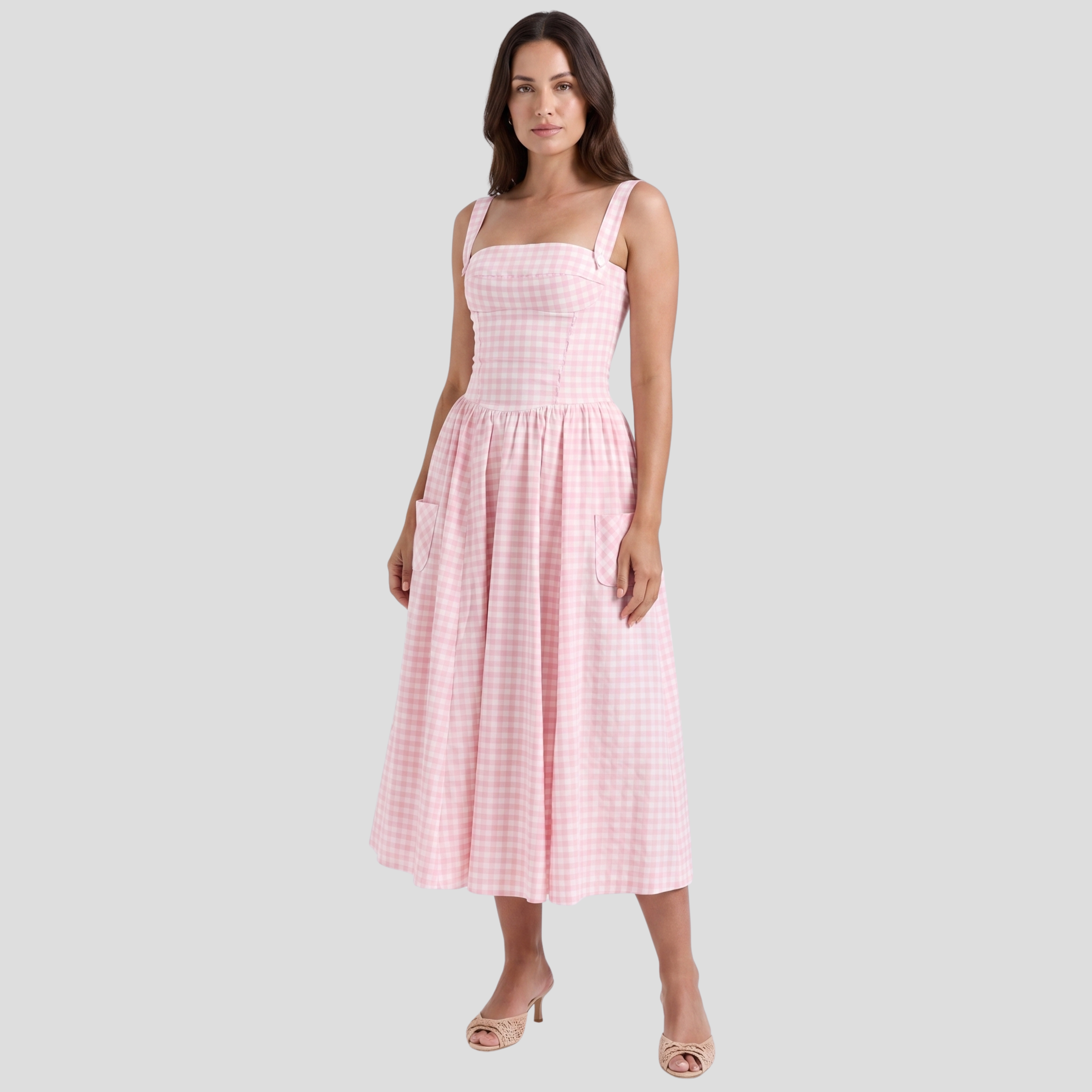 Women Midi Dress | Square Neckline Form & Corset Bodice Alignment for Occasion Wear
