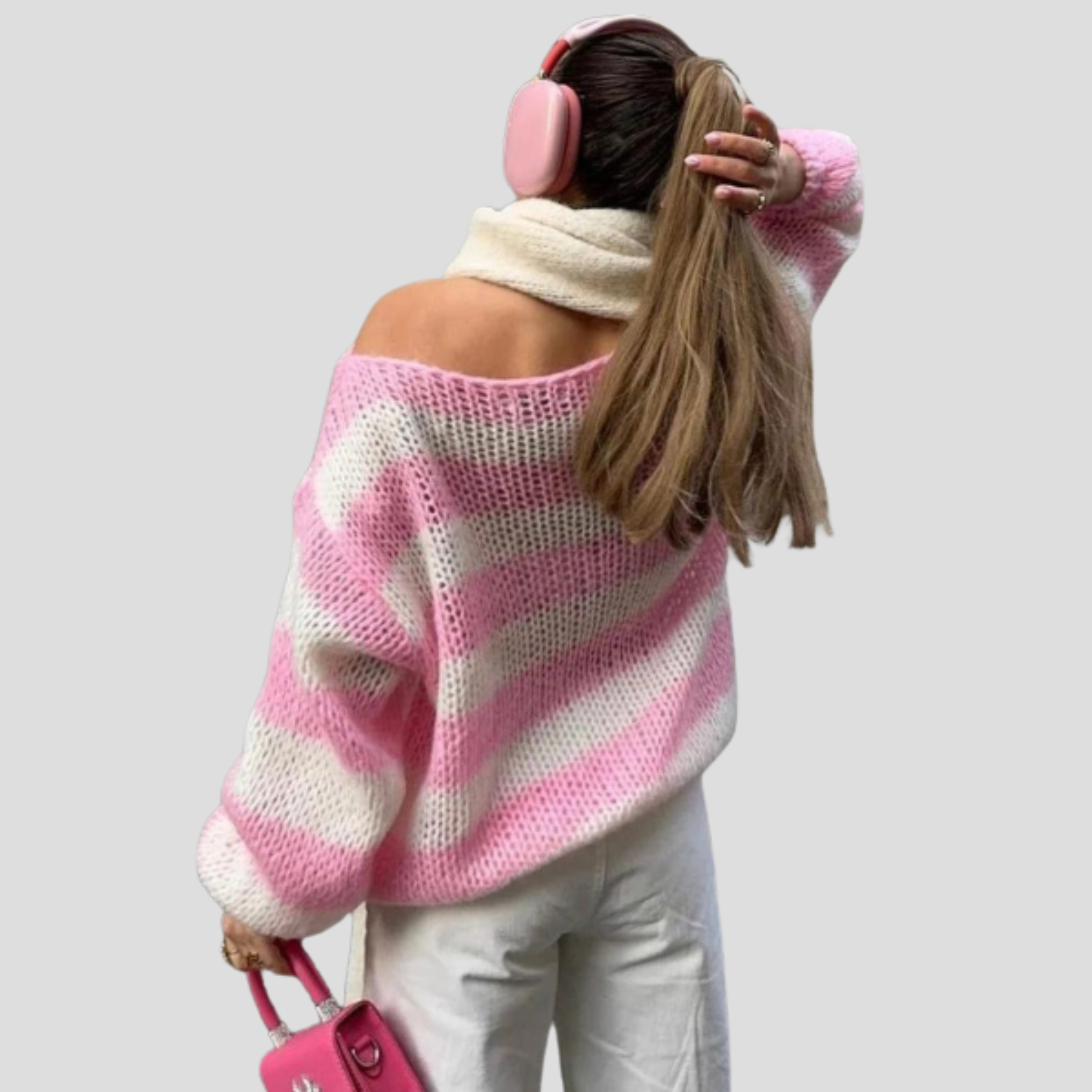 Women Sweater | Striped Surface Design & Straight Silhouette for Daily Wear