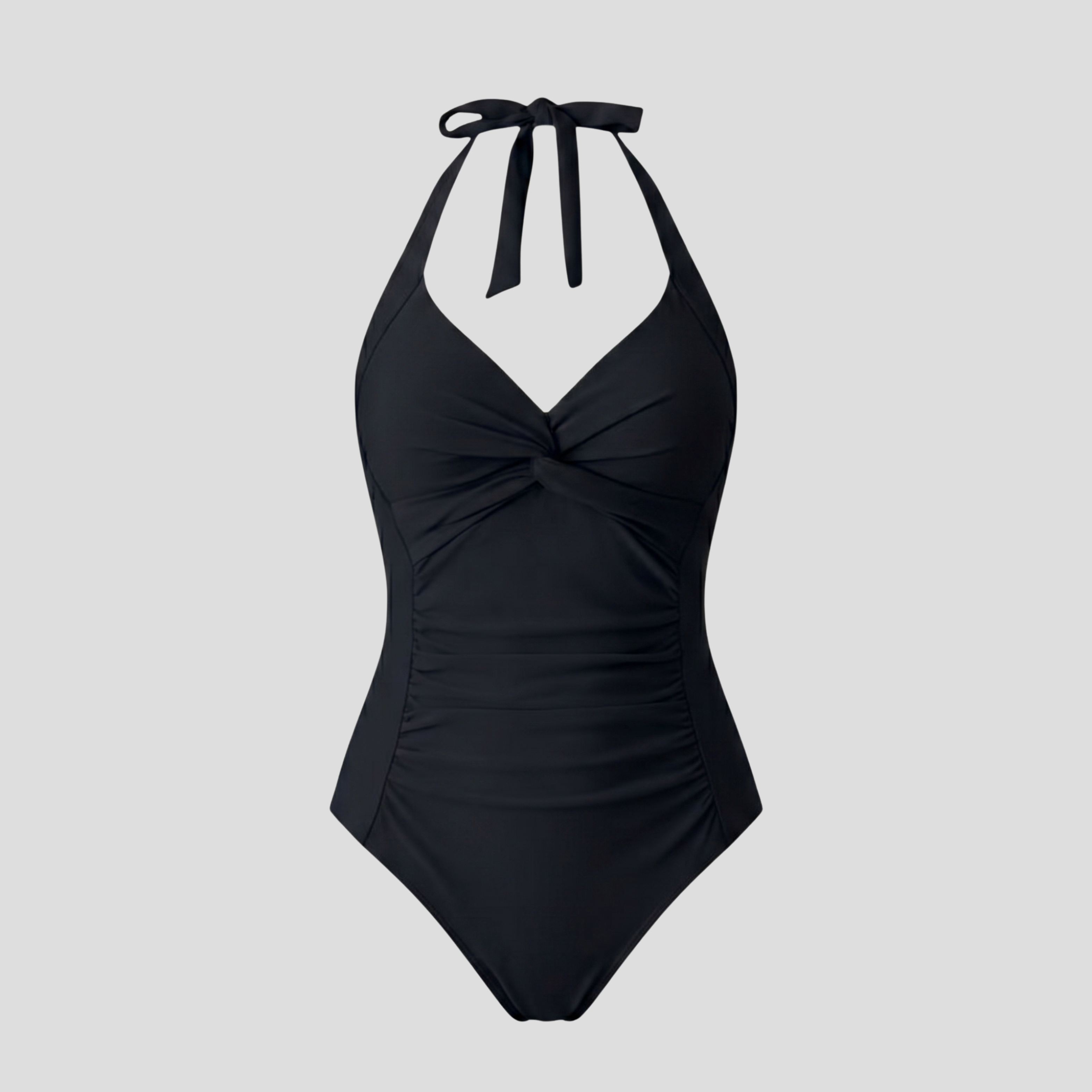 Women One-Piece Swimsuit | Halter Neckline Form & Ruched Line Alignment for Swimwear