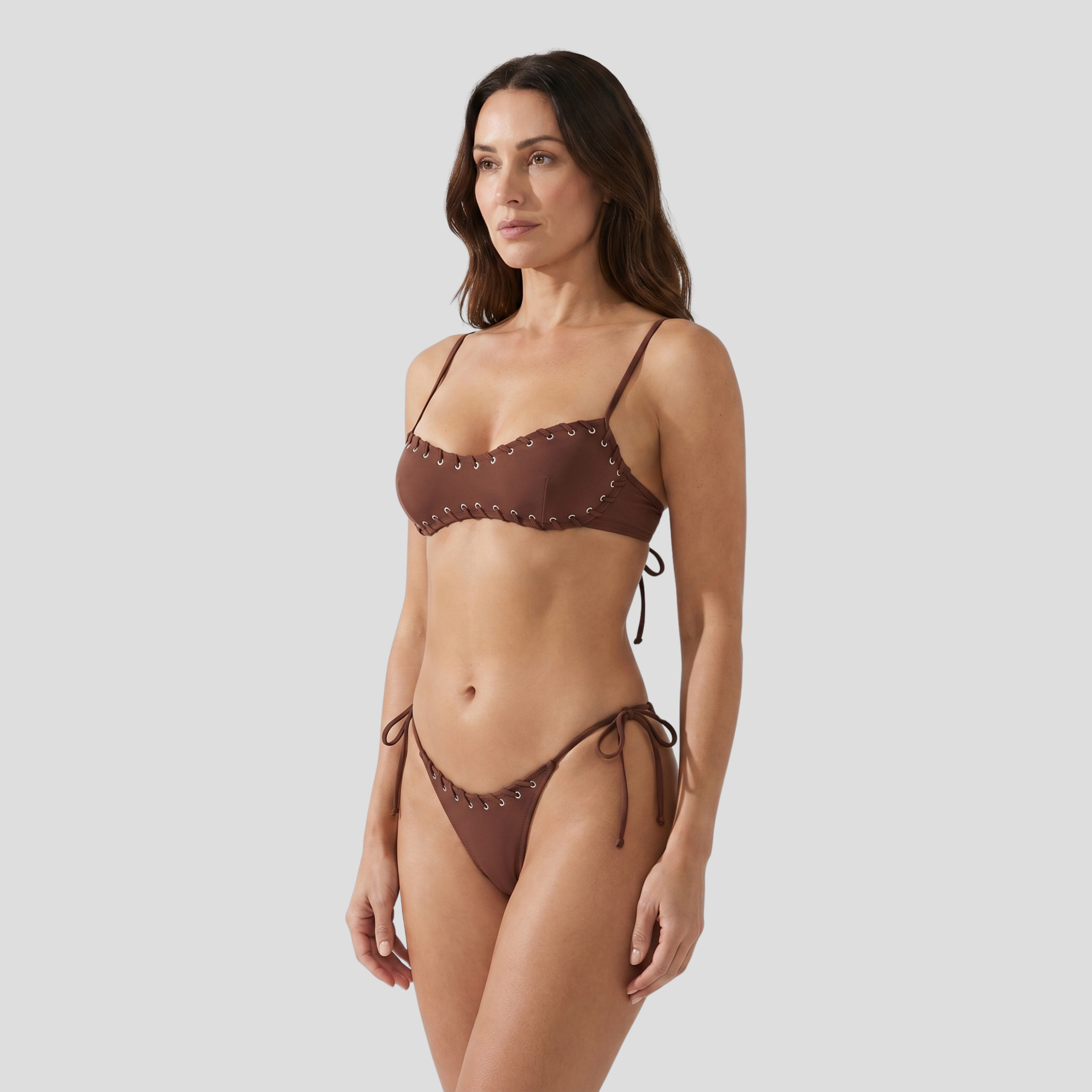 Women Bikini Set | Grommet Detail Form & Lace-Up Alignment for Swimwear