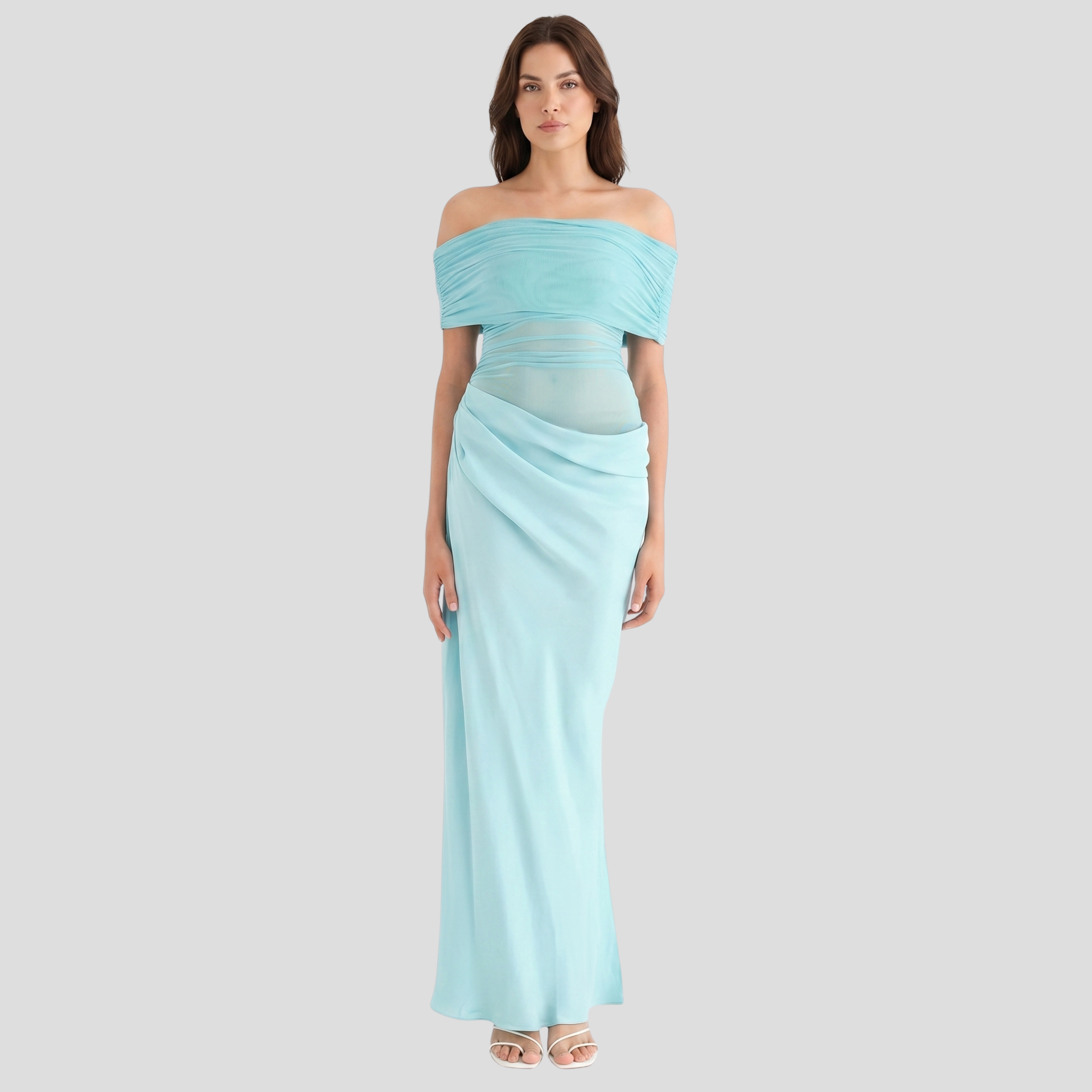 Women Maxi Dress | Off-Shoulder Neckline Form & Draped Outline Alignment for Occasion Wear