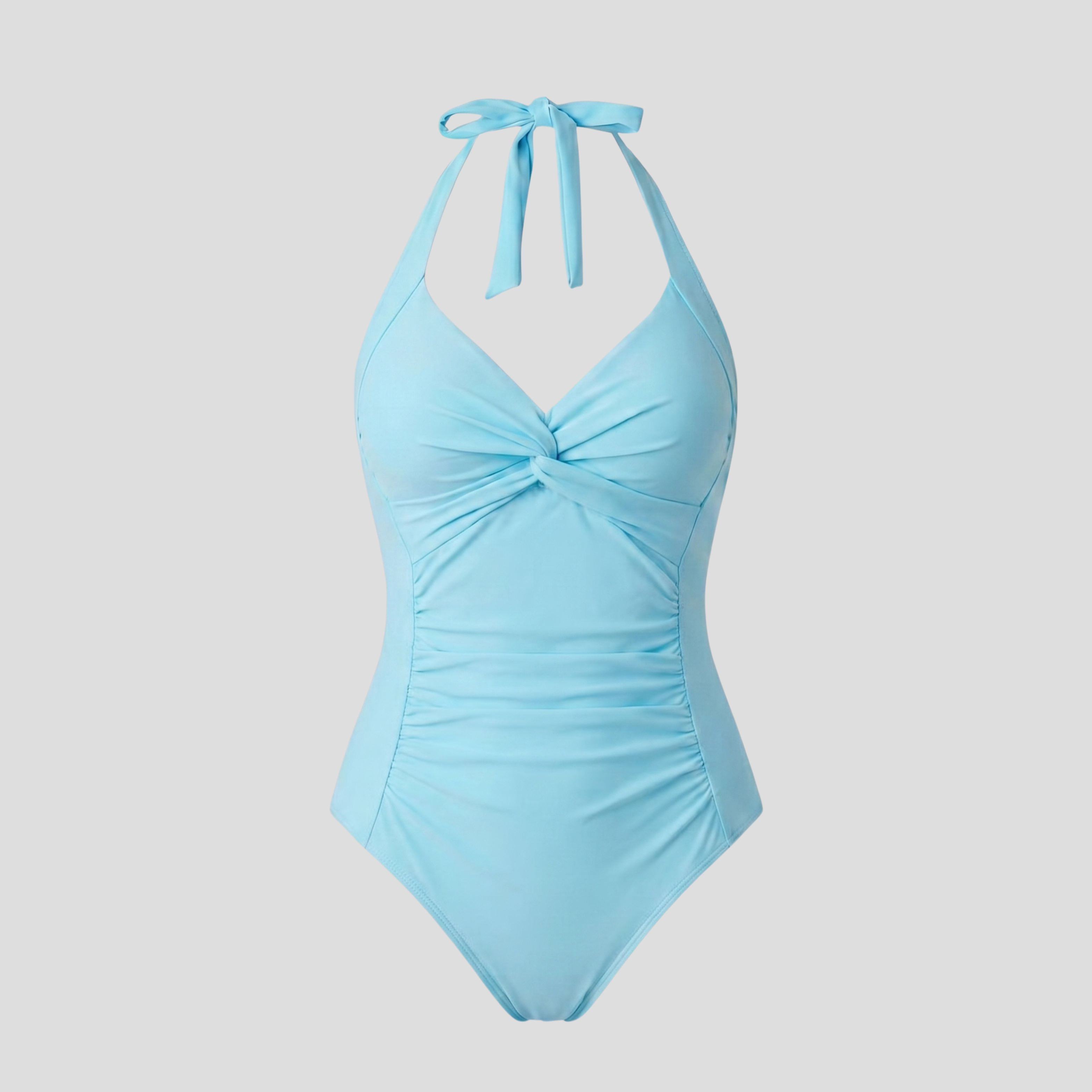Women One-Piece Swimsuit | Halter Neckline Form & Ruched Line Alignment for Swimwear